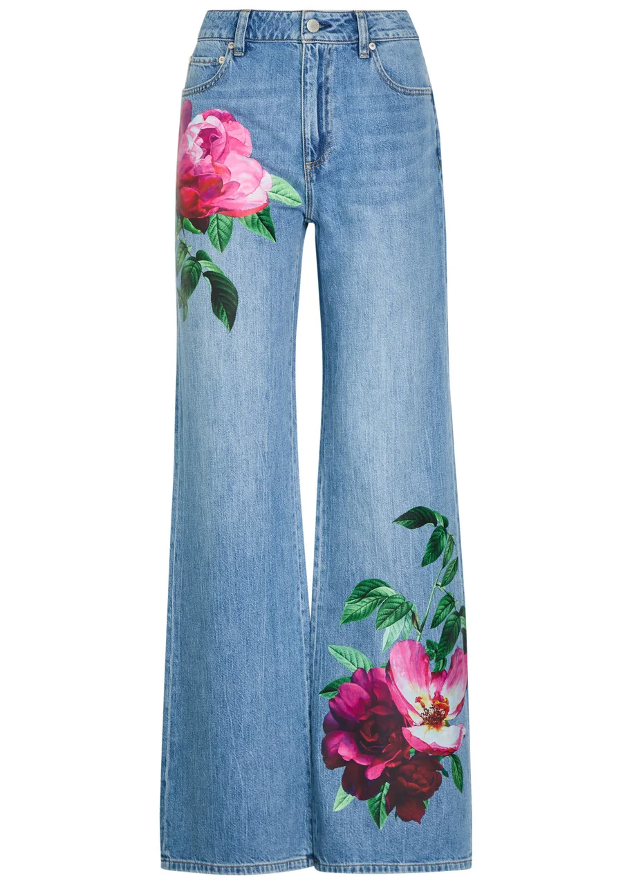Alice + Olivia Chic Floral-print Straight-leg Jeans - 1