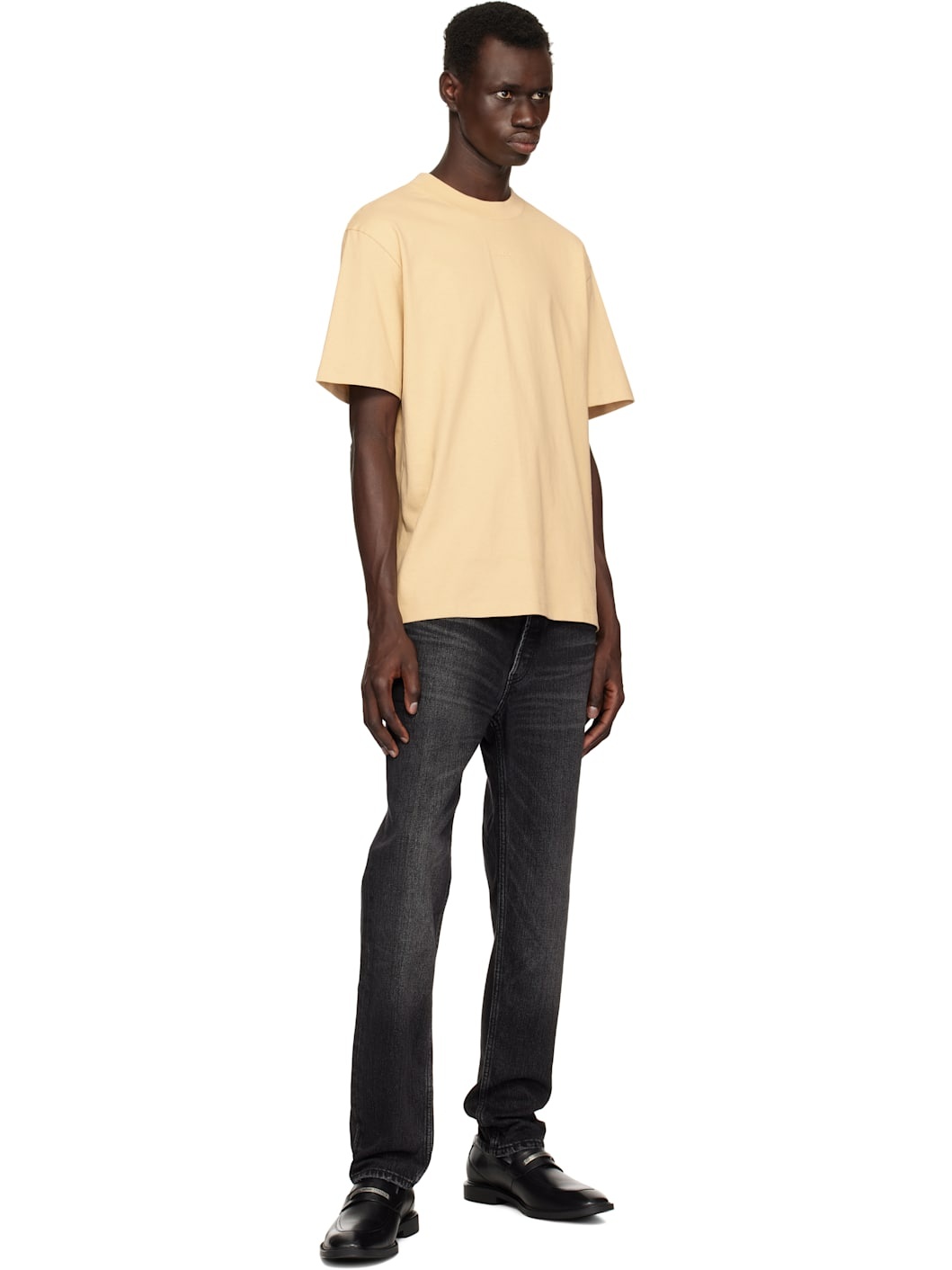 Beige Relaxed-Fit Logo Print T-shirt - 4