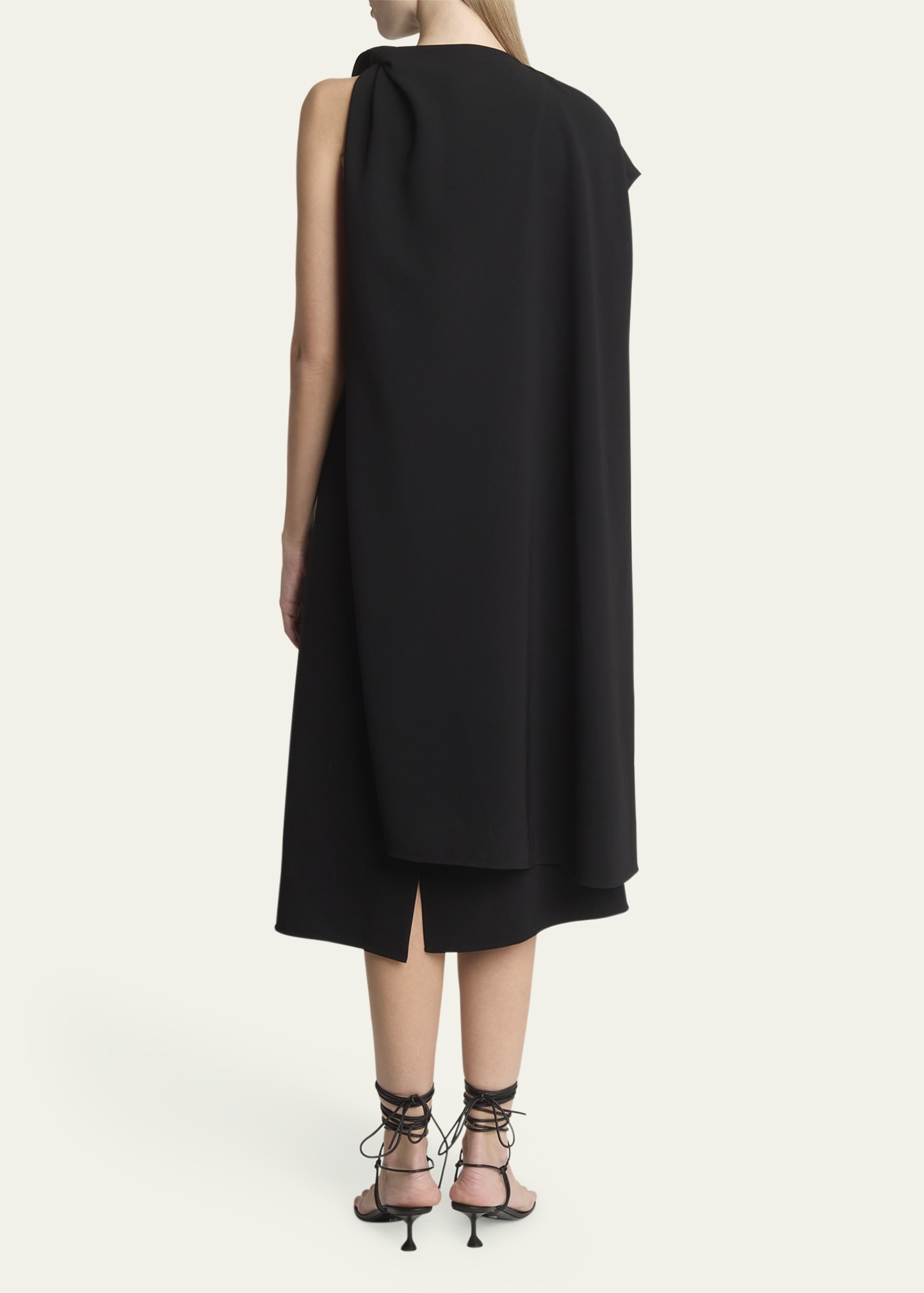 Maude Matte Viscose Crepe Cape Midi Dress - 3