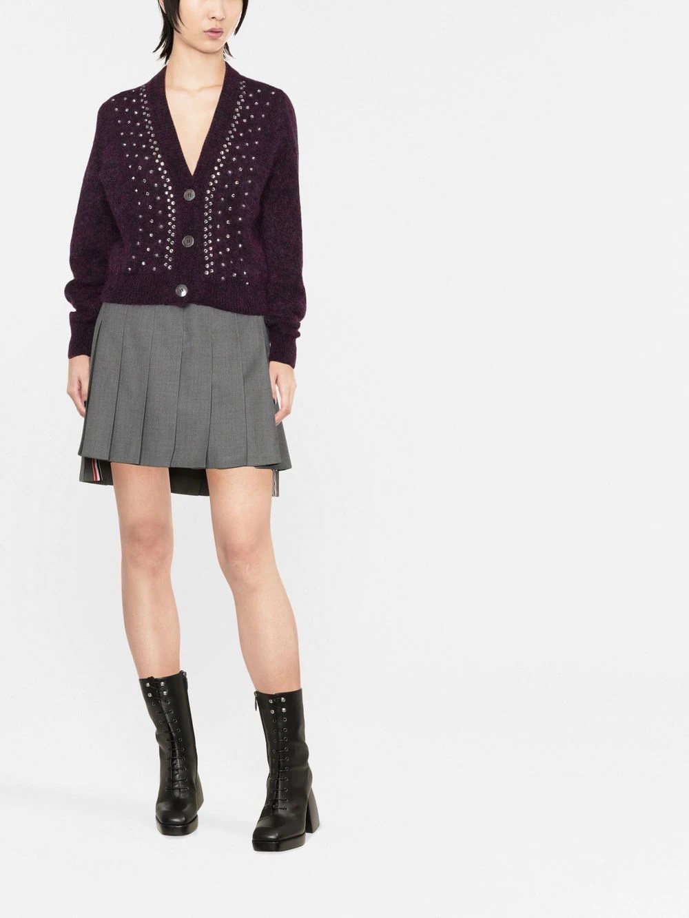 crystal-embellished knitted cardigan - 2