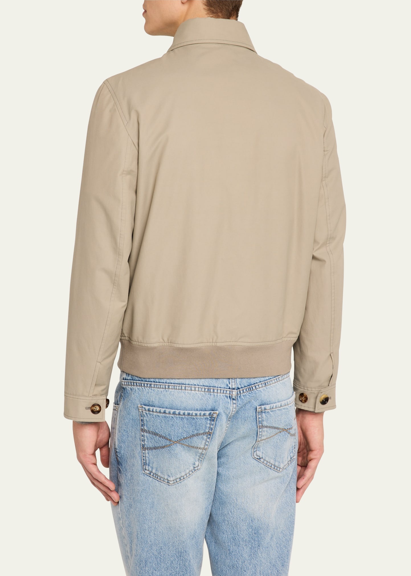 Men's Nylon Button-Front Bomber Jacket - 3