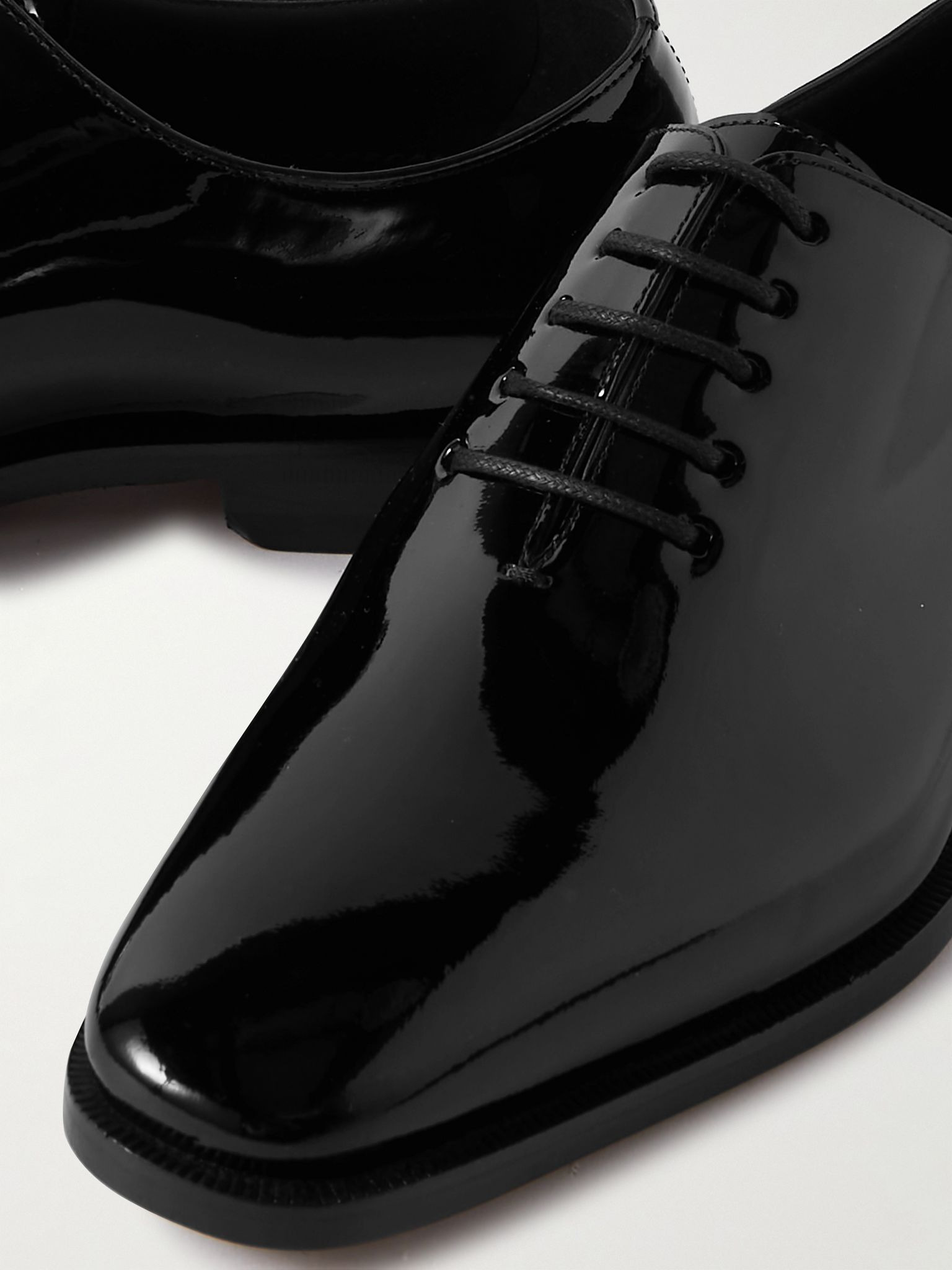 Snowdon Whole-Cut Patent-Leather Oxford Shoes Black - 6