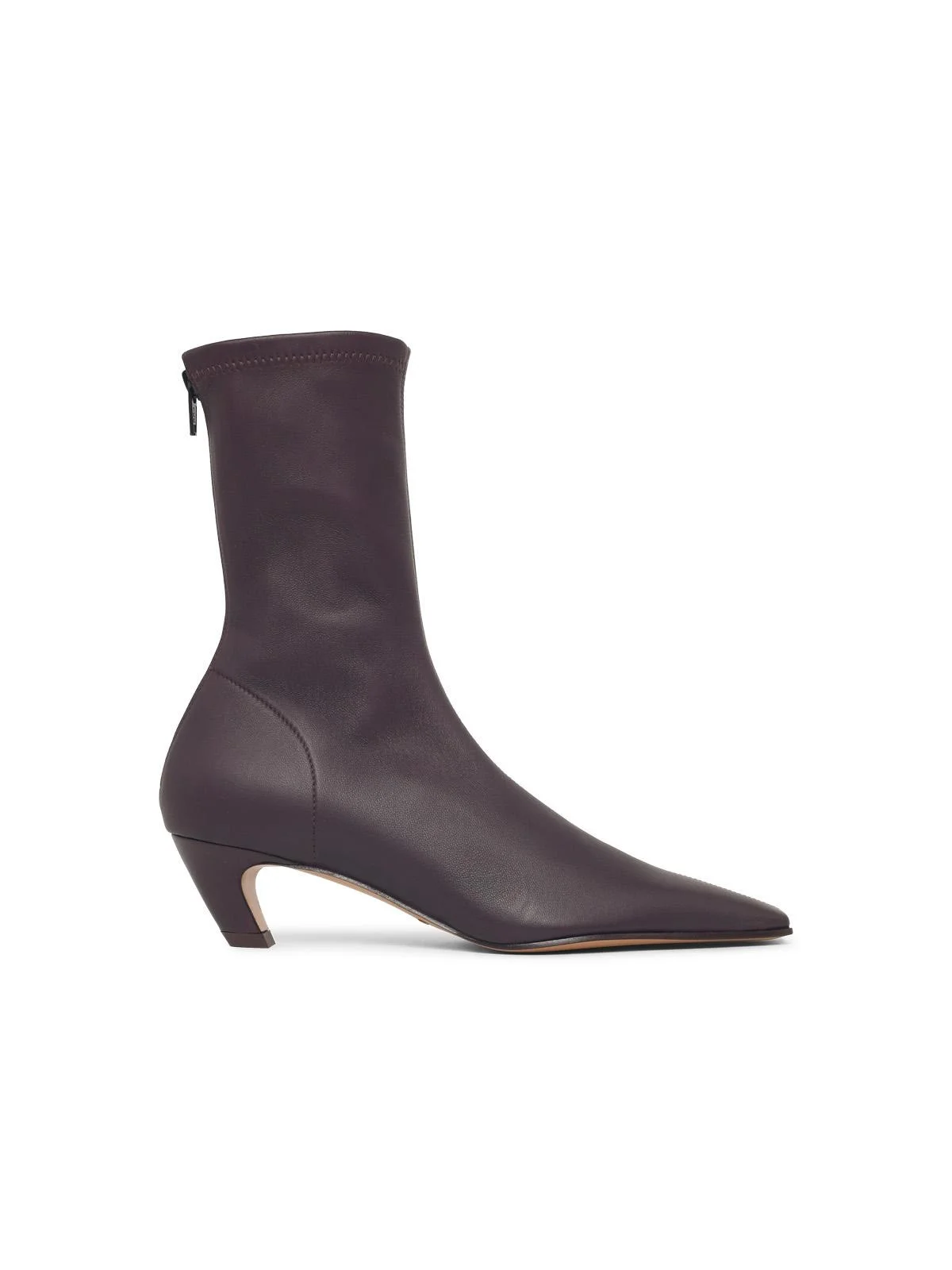 Khaite Arizona Burgundy Leather Ankle Boots - 1