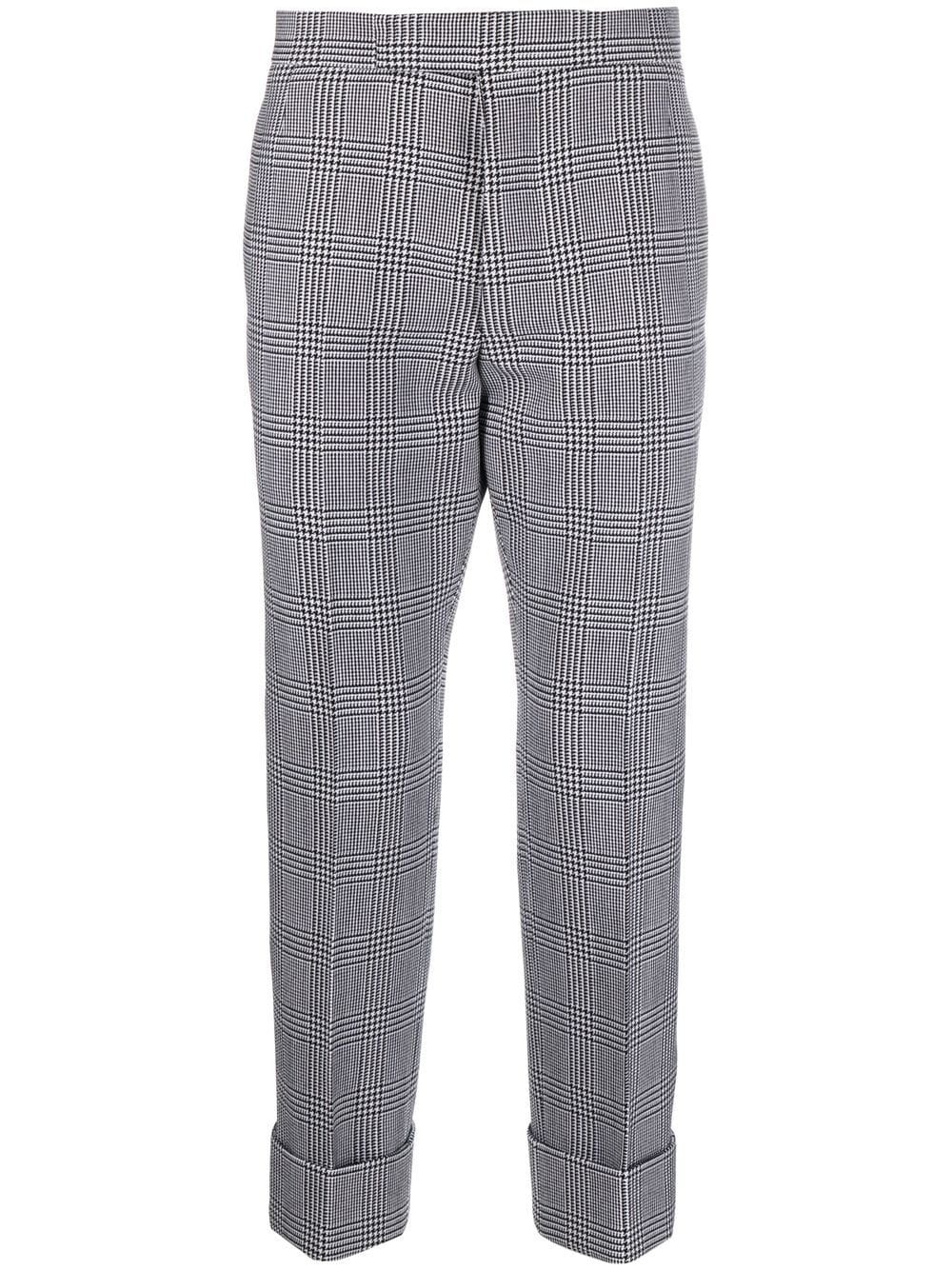 check-pattern cropped trousers - 1