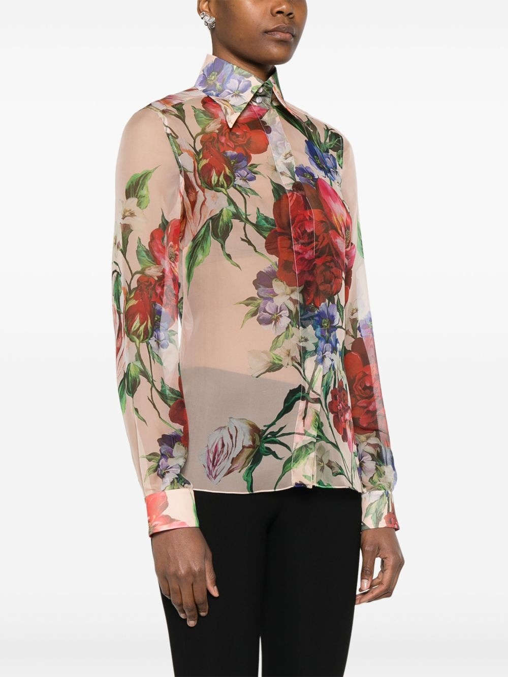 Camellia-print shirt - 3