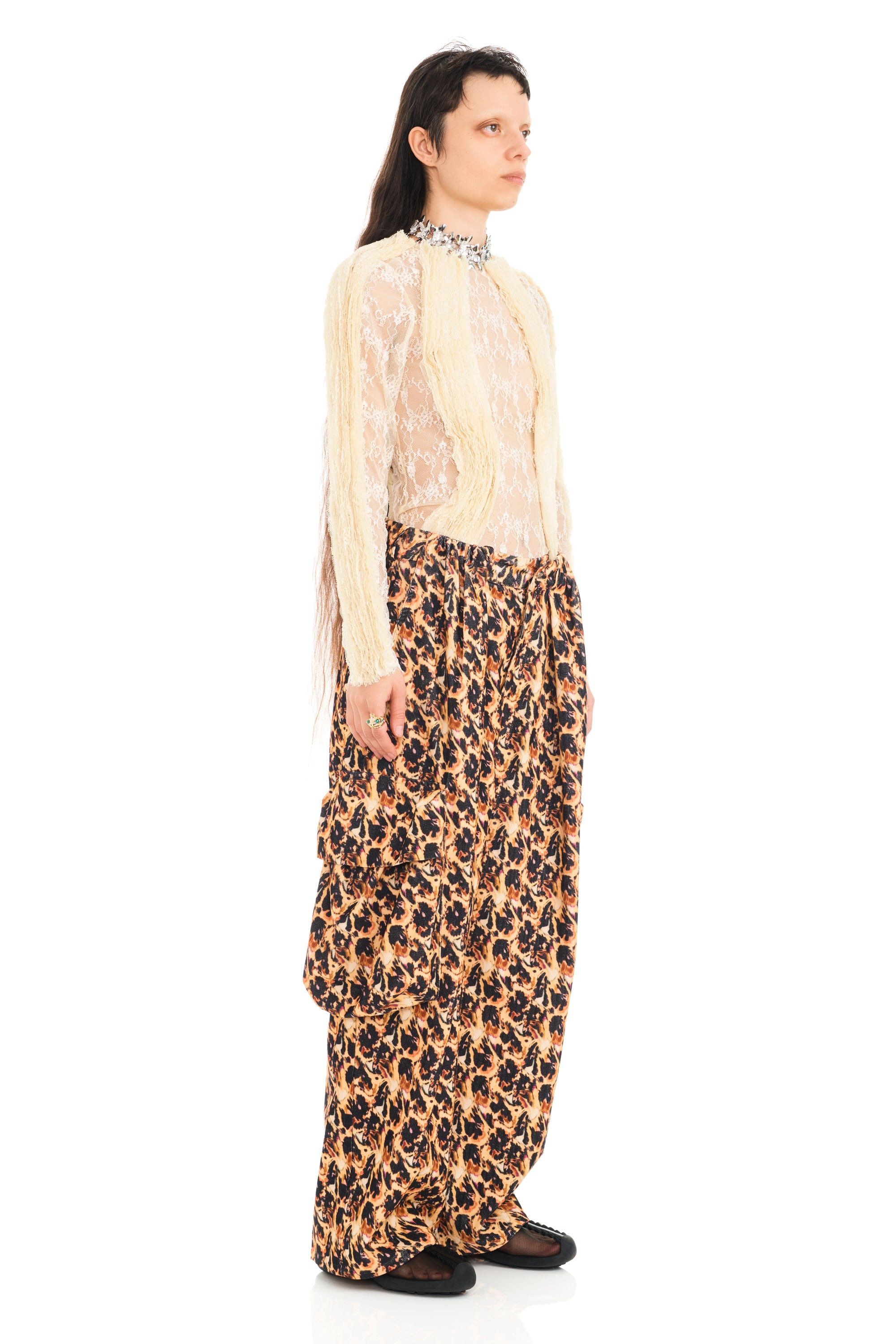 LEOPARD PEONY PLEATED CARGO PANT - 3