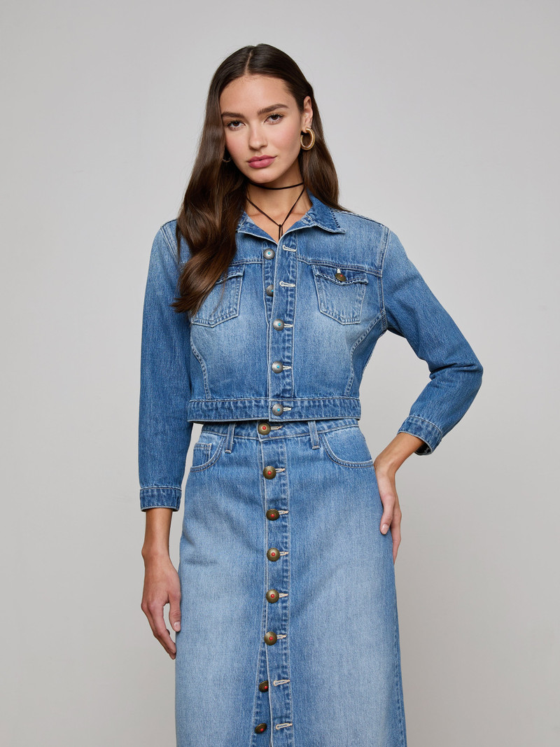 L'AGENCE Koda Cropped Denim Jacket outlook
