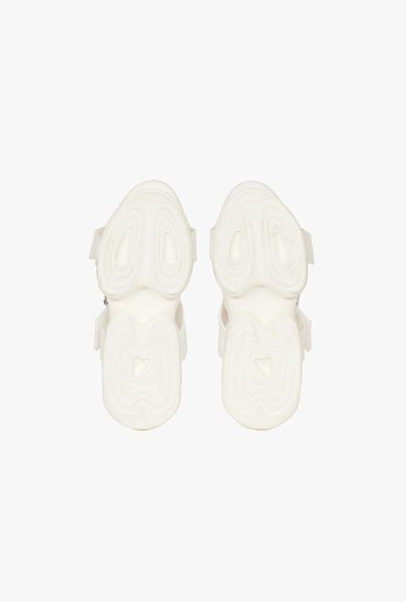 Balmain White neoprene and knit B-Bold high-top sneakers with straps outlook