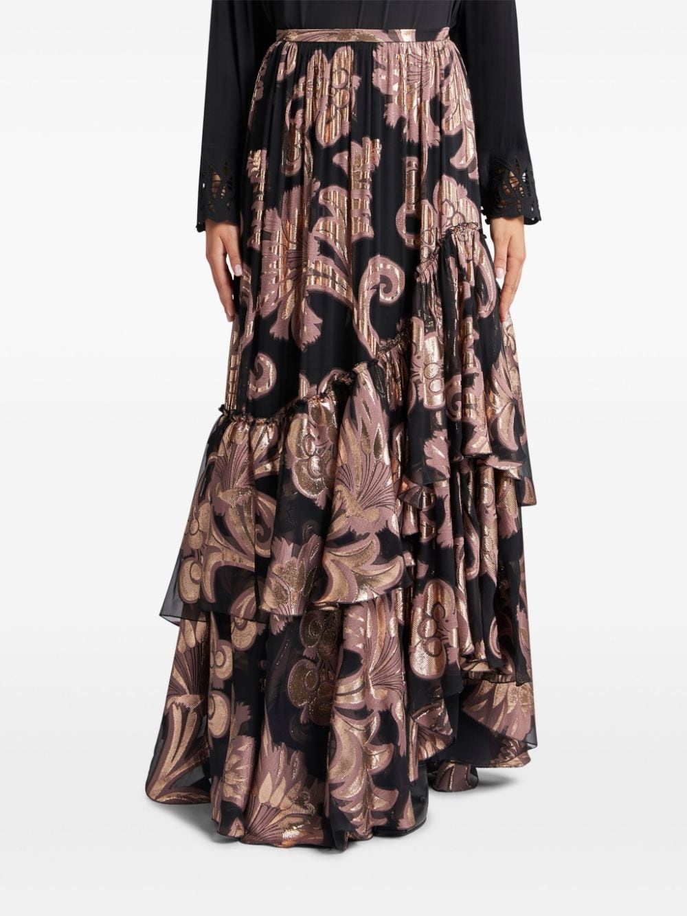 fil-coupé jacquard maxi skirt - 3