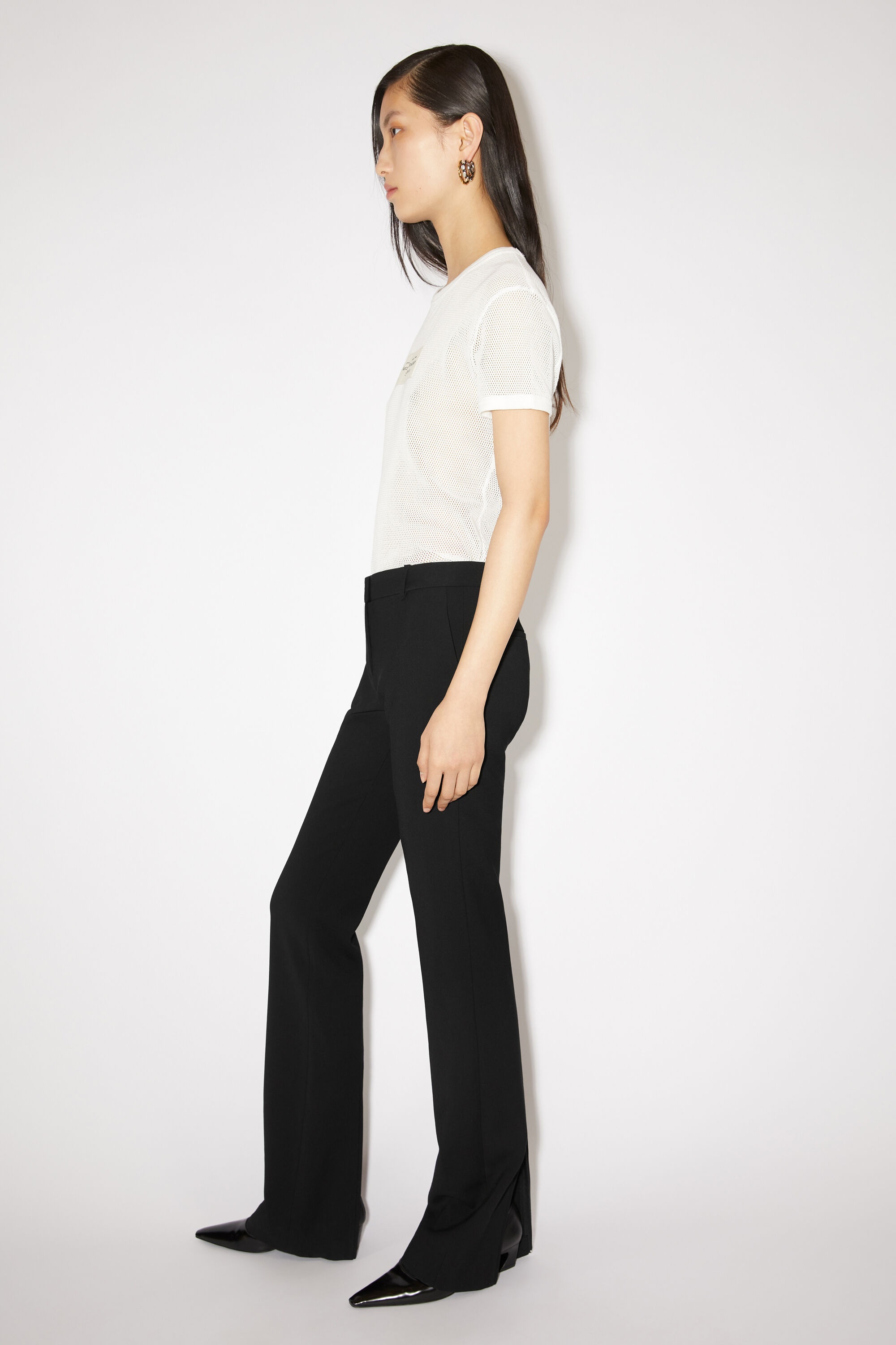 Tailored wool blend trousers - Black - 4