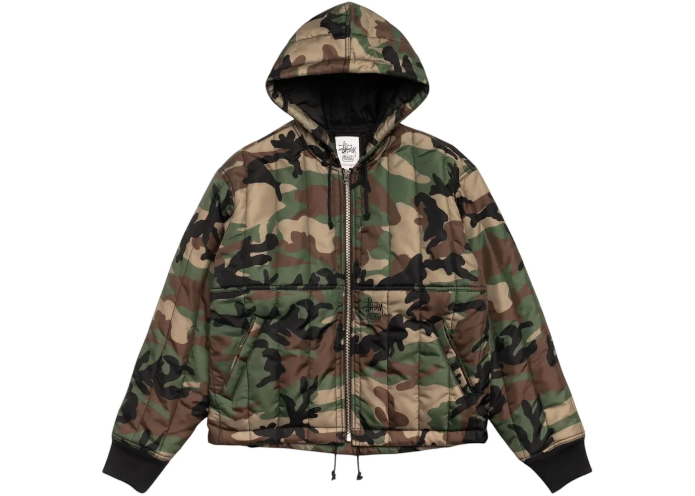 Stussy Quilted Nylon Work Jacket Woodland Camo - 1