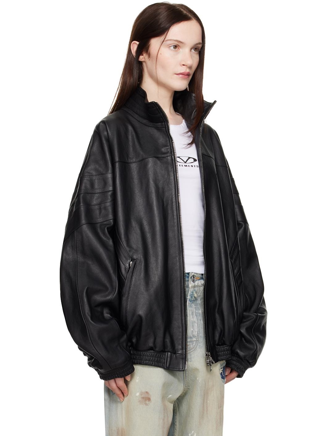 Black Tracksuit Leather Jacket - 2
