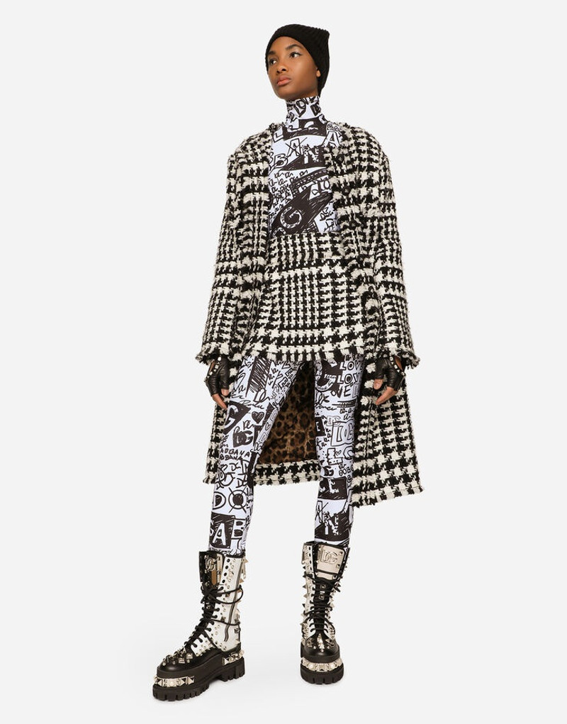 Single-breasted houndstooth coat 1