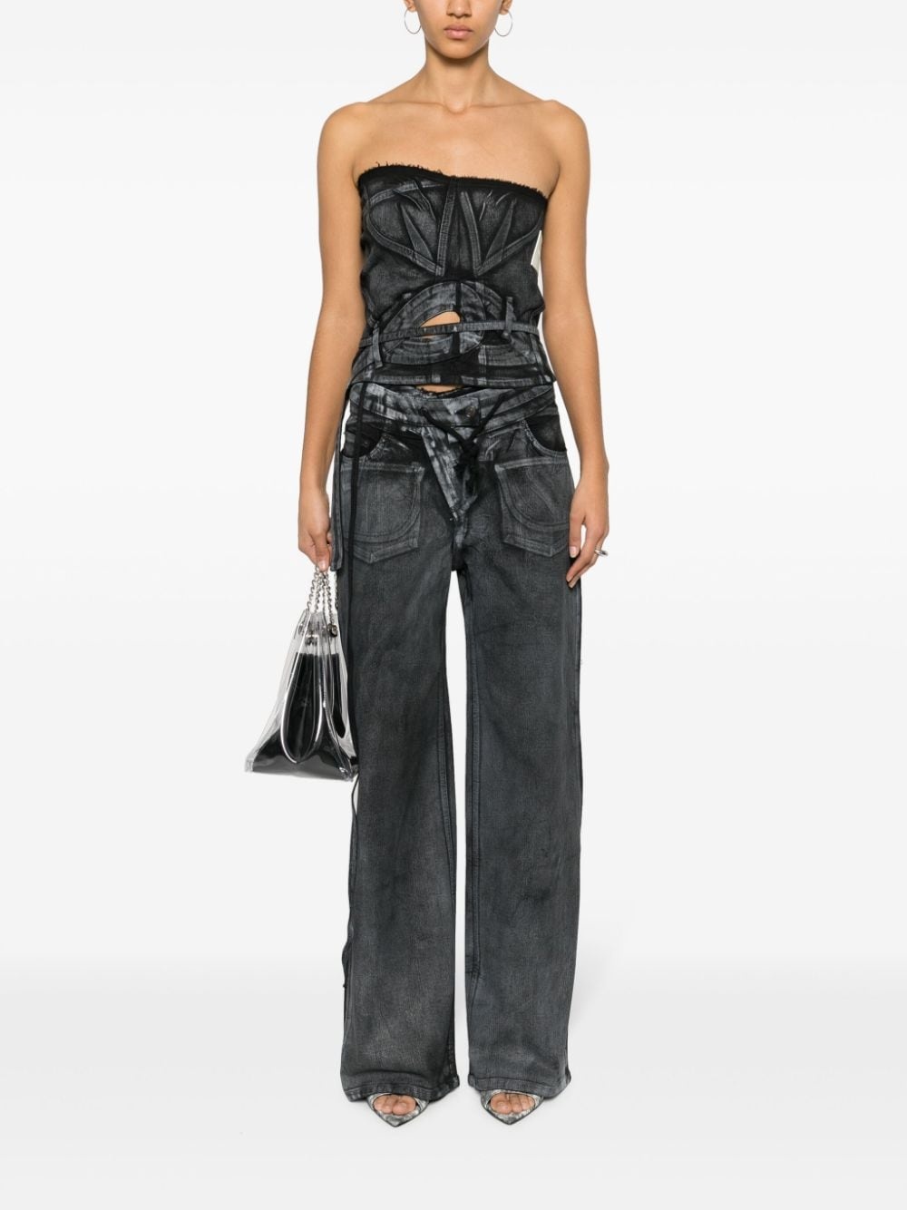 zip-detail tube top - 2