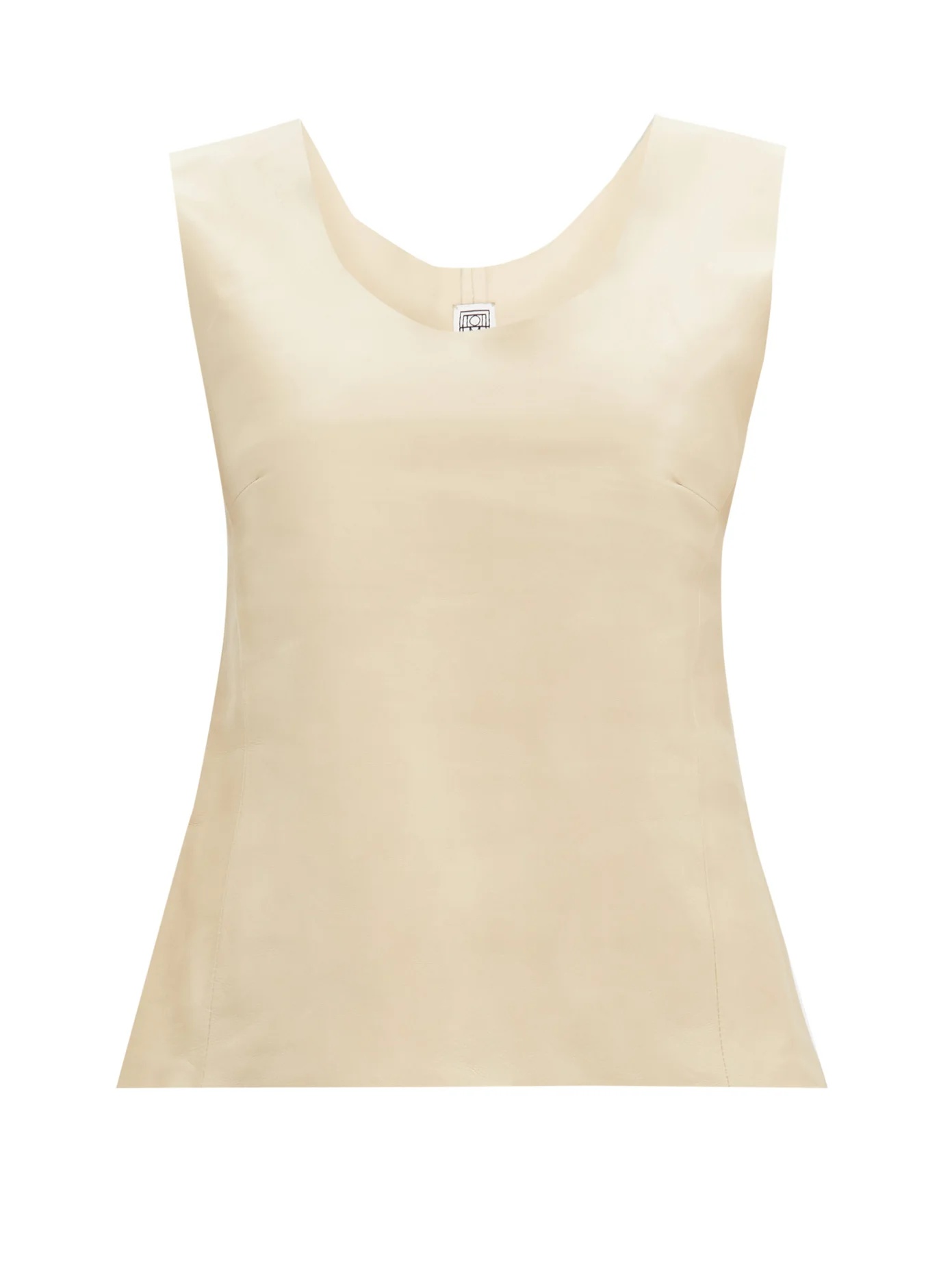 Bergara scoop-neck leather top - 1