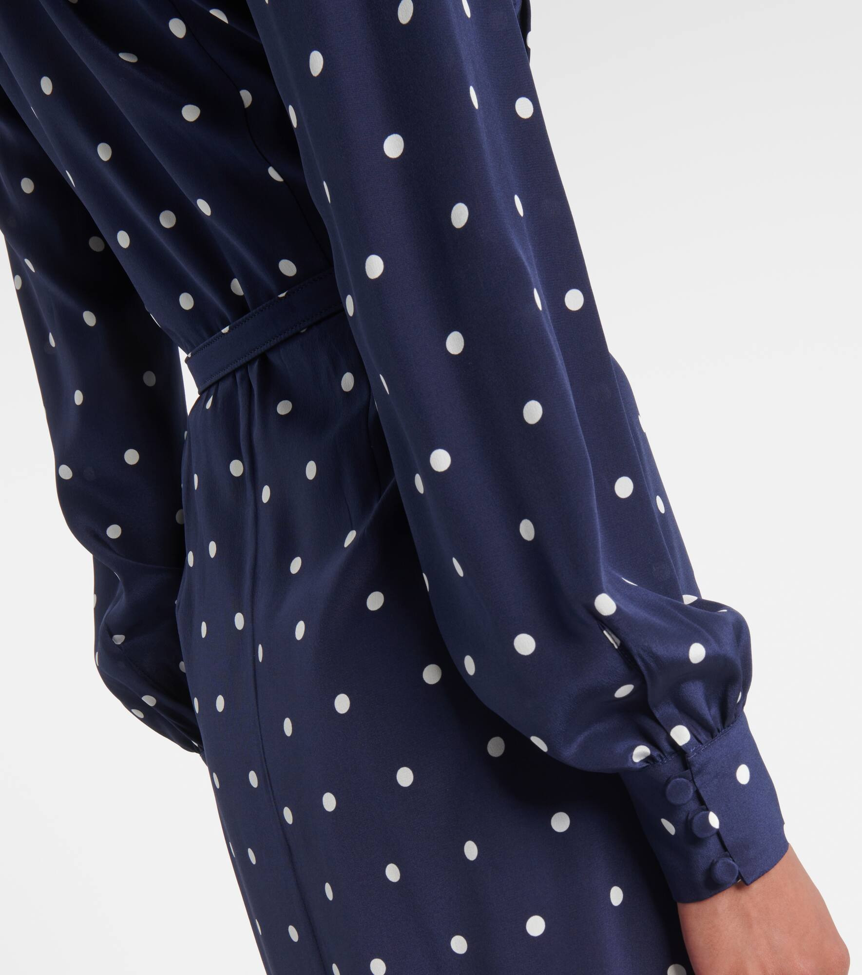 Polka-dot silk satin shirt dress - 5