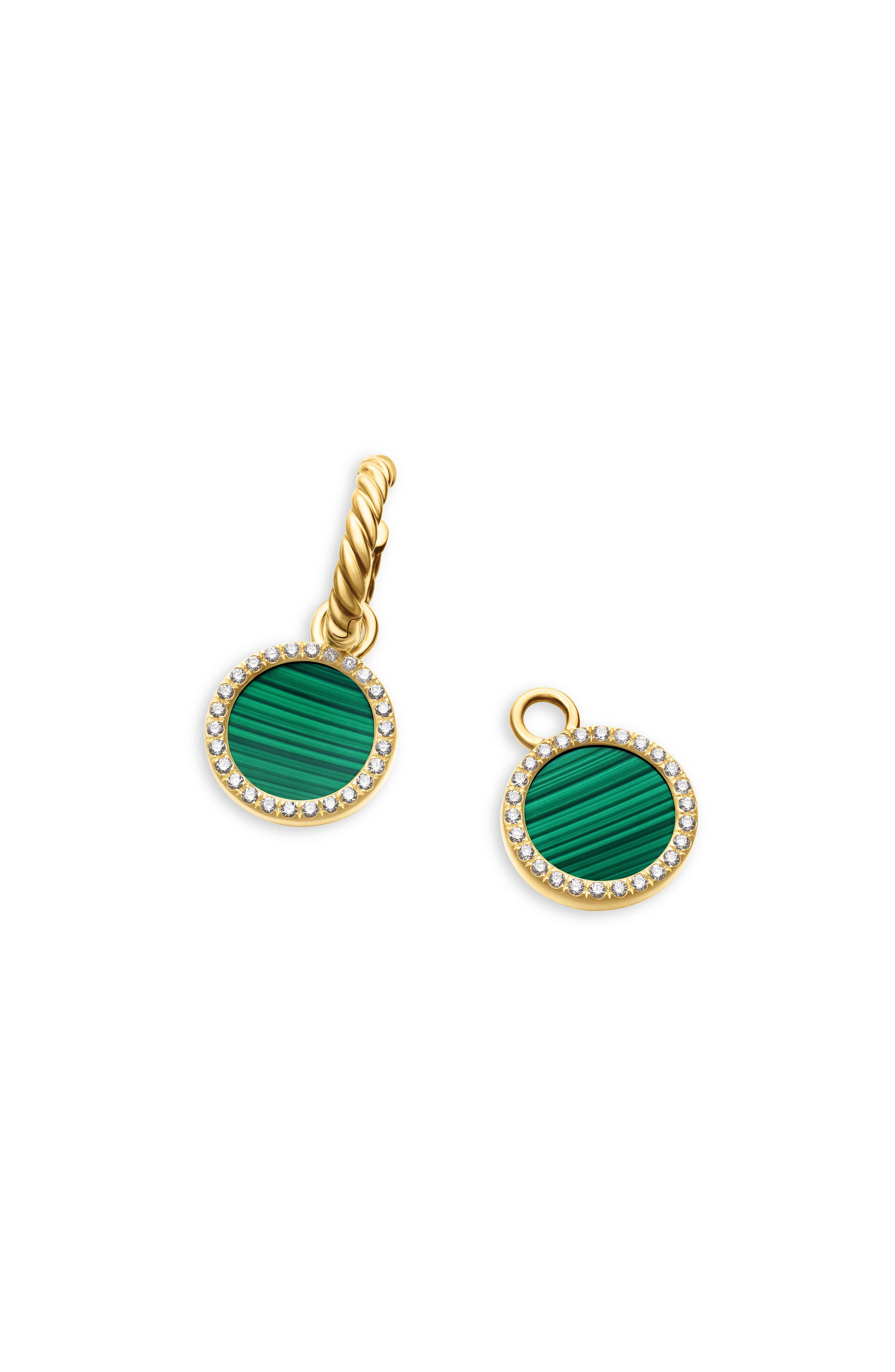 David Yurman Petite DY Elements® Drop Earrings in 18K Yellow Gold with Malachite and Pavé Diamonds a - 6