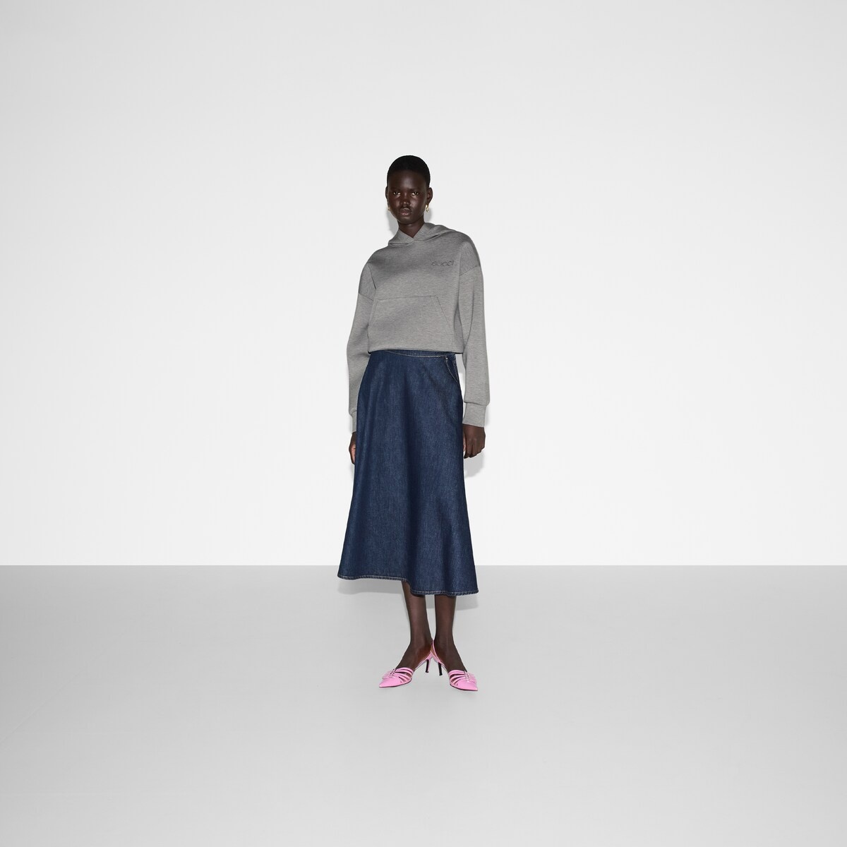 Regular fit embroidered denim skirt - 2