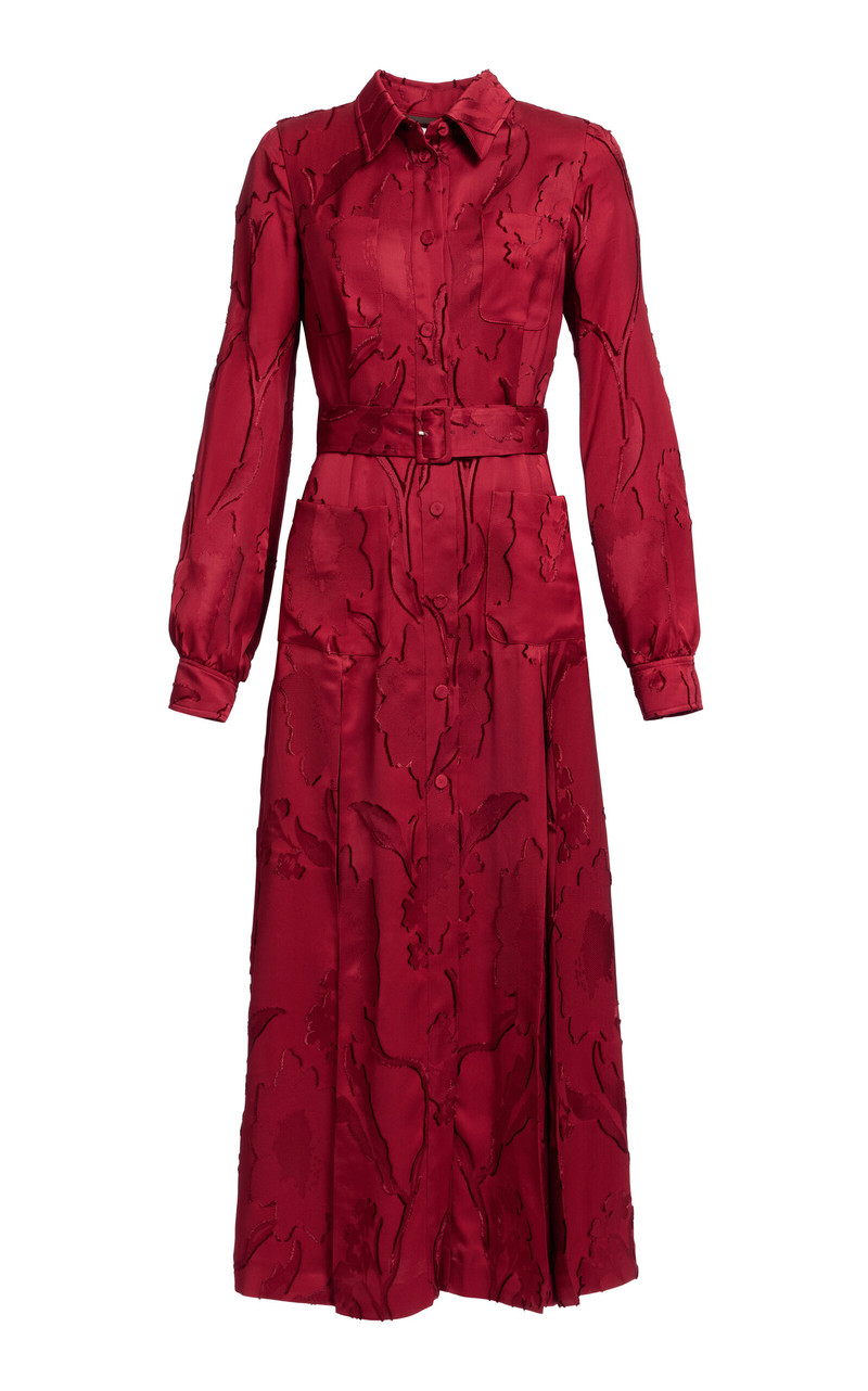 Jacquard Midi Shirt Dress red 1