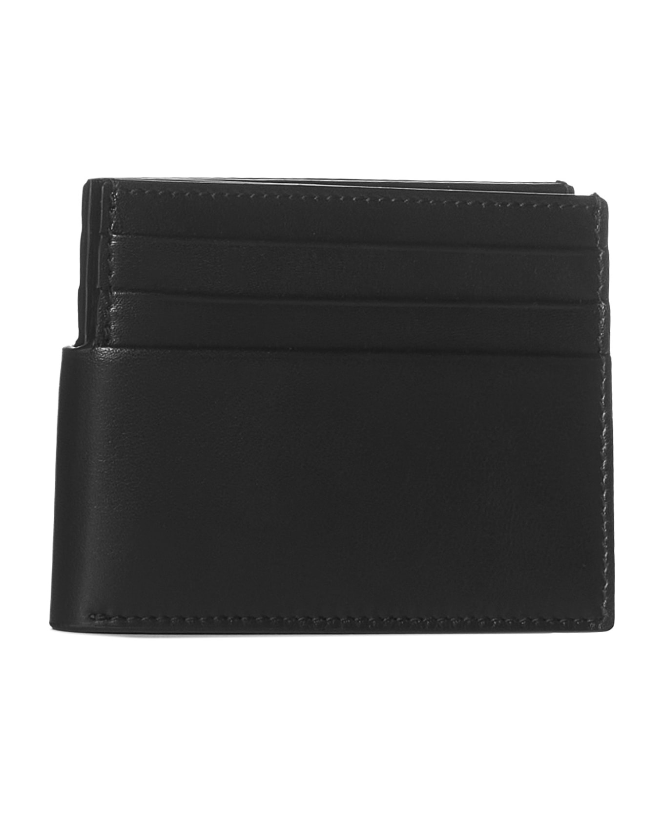 Double Card Holder In Black Leather With Logo - 3