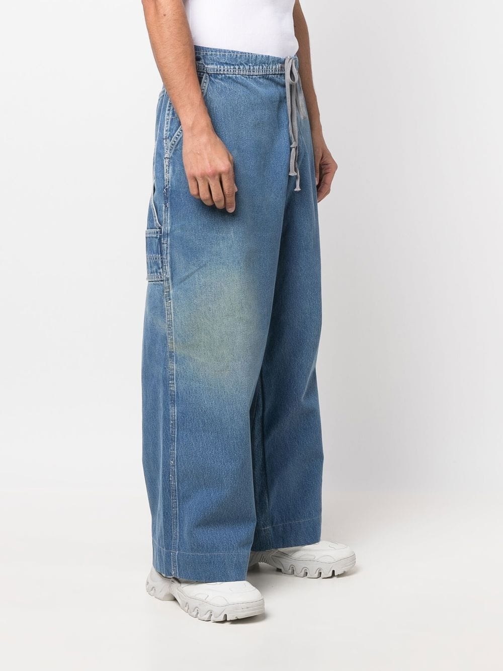 wide-leg drawstring jeans - 4