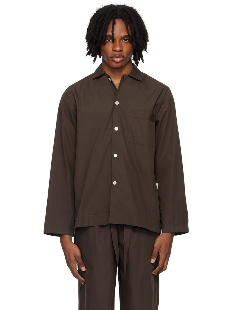 Brown Long Sleeve Pyjama Shirt - 1