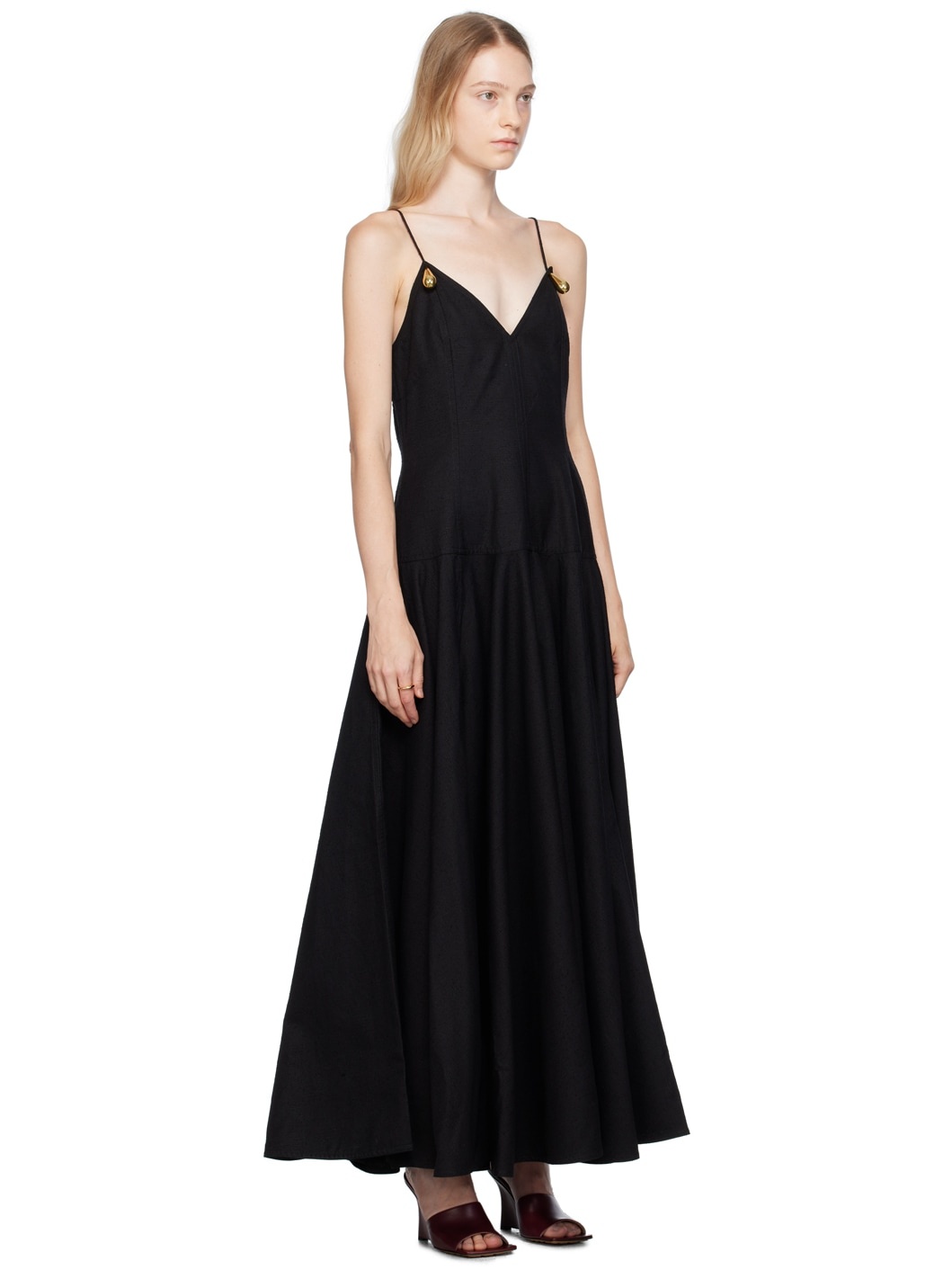 Black Metal Drops Maxi Dress - 2