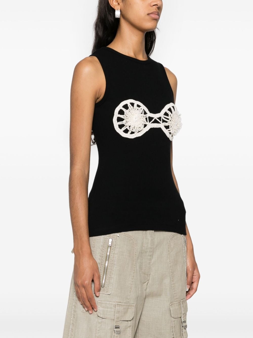 floral-appliquÃ© ribbed tank top - 3