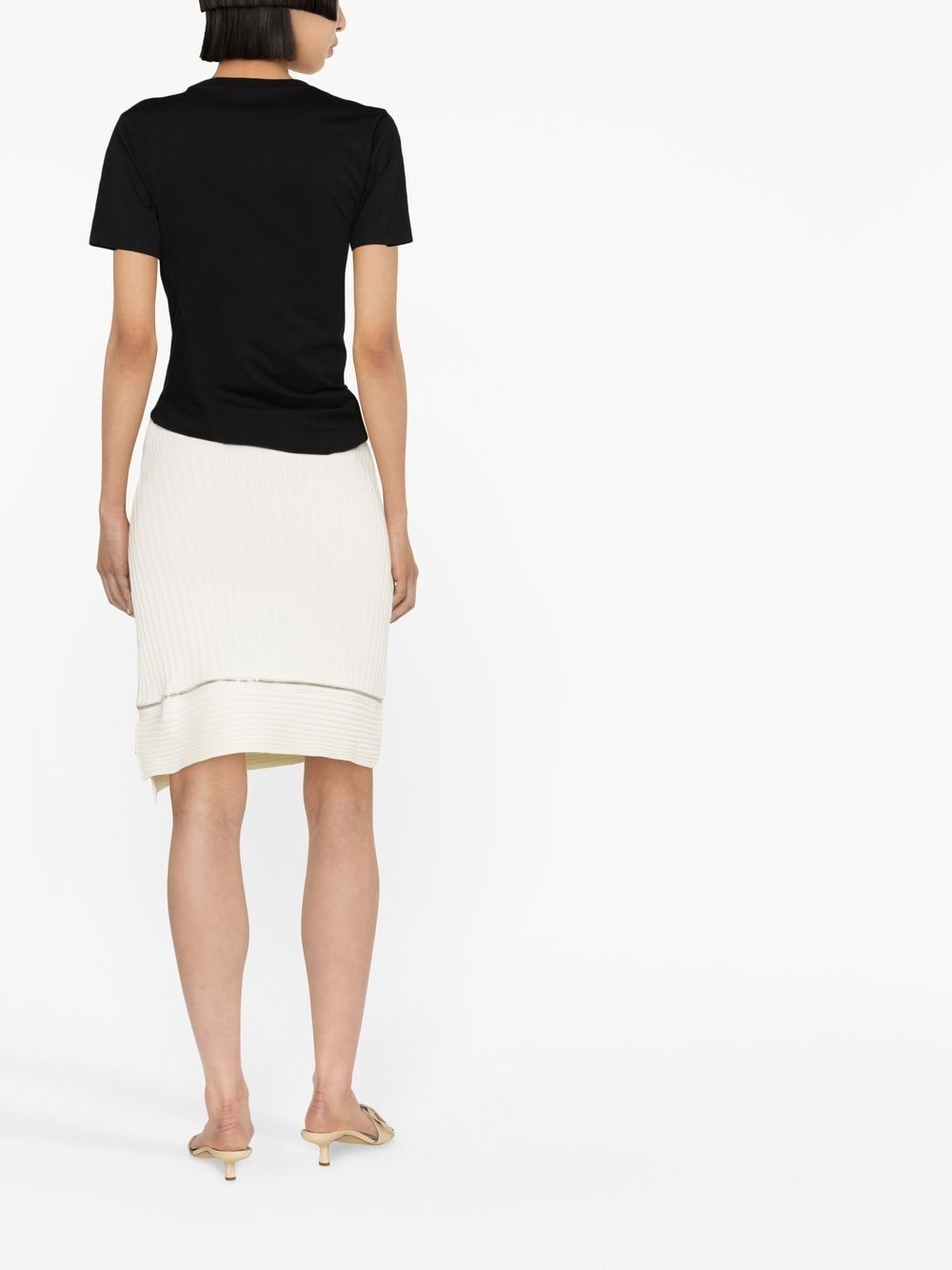 ribbed asymmetric midi skirt - 4