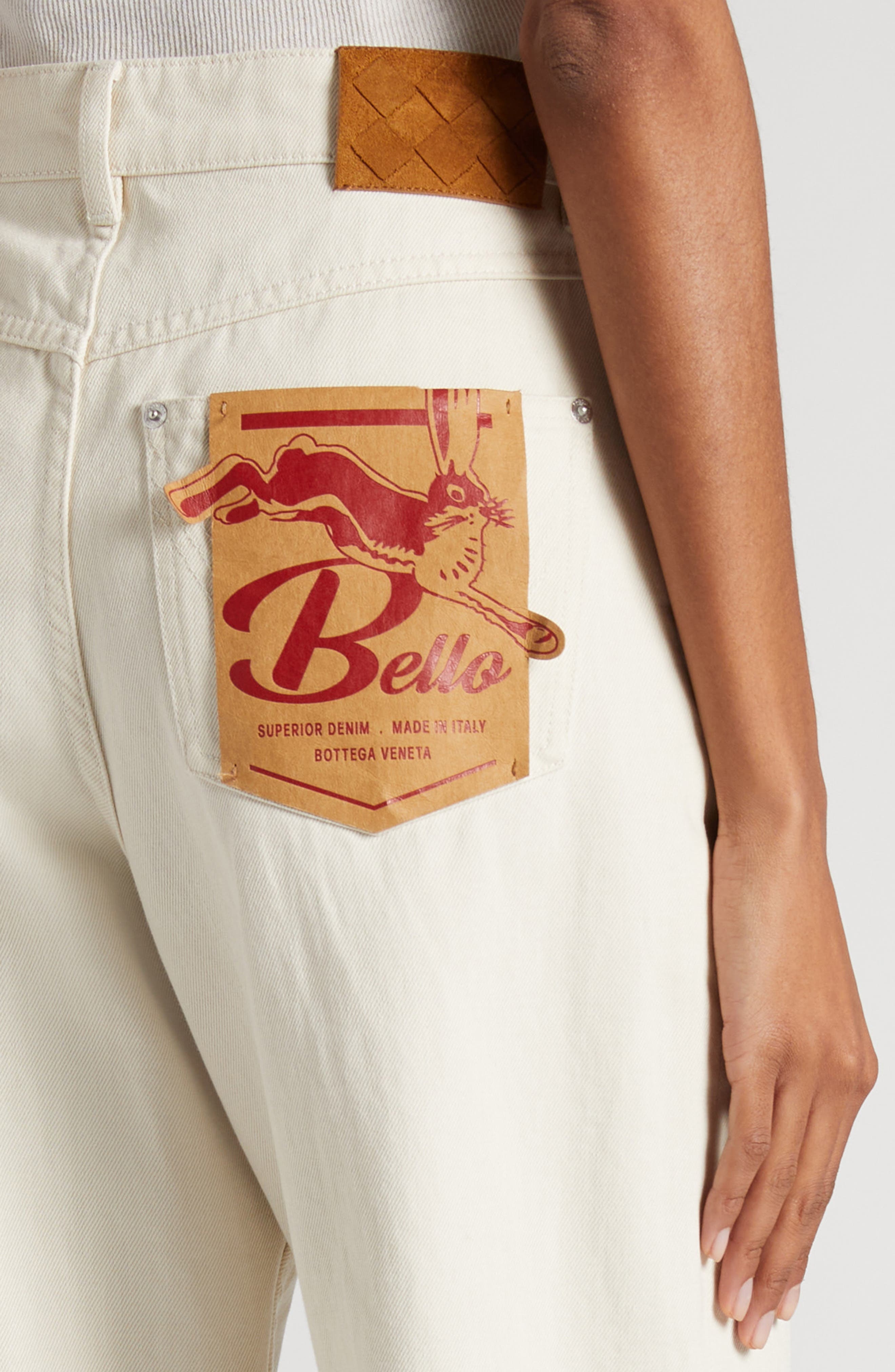 Bottega Veneta Turned Up Straight Leg Jeans in 9247 Pale Meringue at Nordstrom - 4