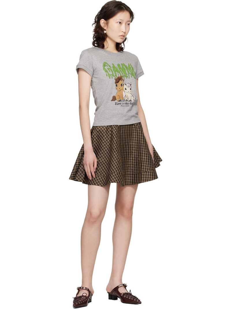 GANNI Gray Graphic Cotton T-shirt outlook