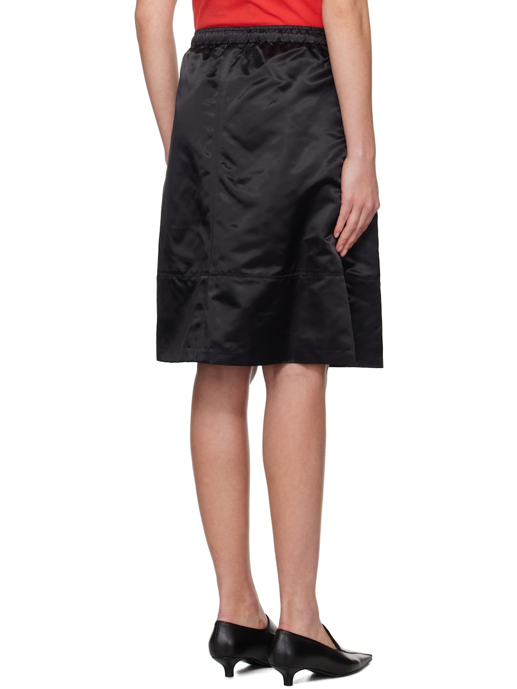 Black Nylon Midi Skirt - 3