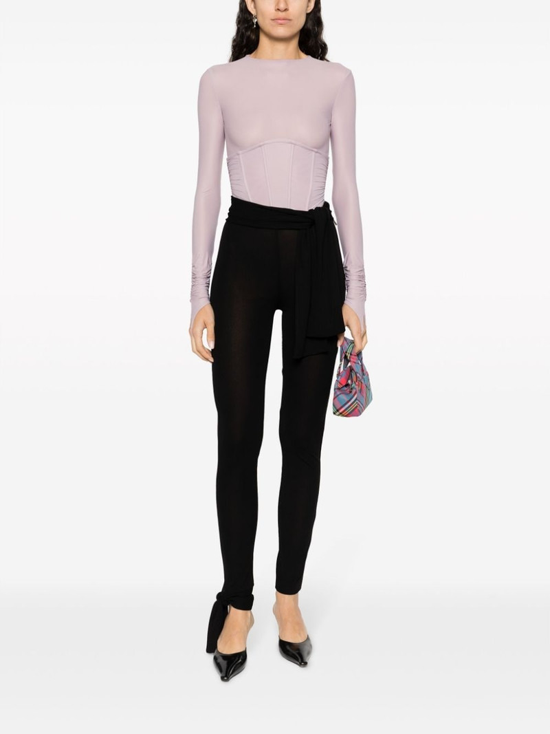 MSGM semi-sheer tied-waist leggings outlook