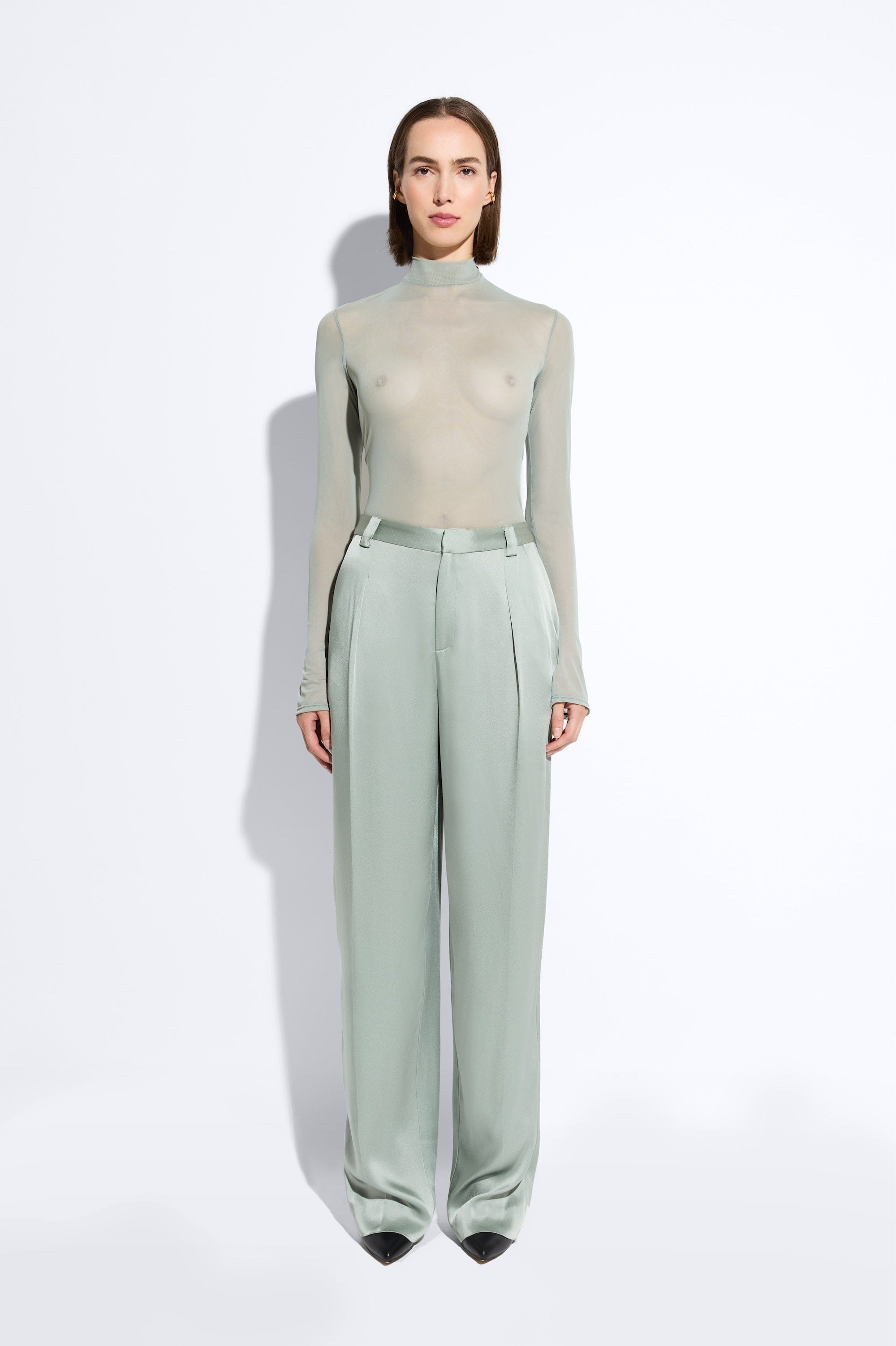 Mesh Mock Neck Bodysuit - 2