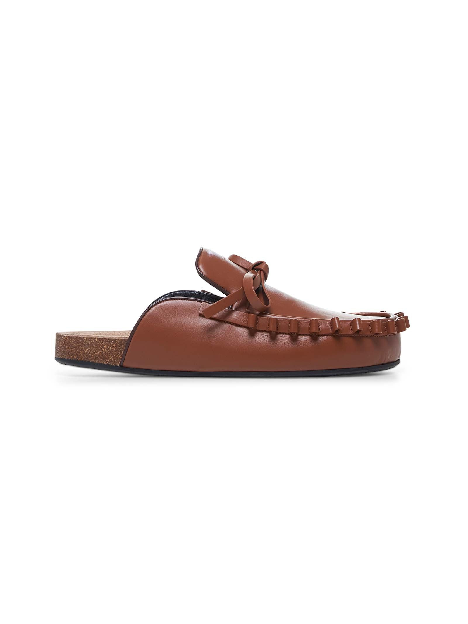 Tan leather Ruffle mules - 1