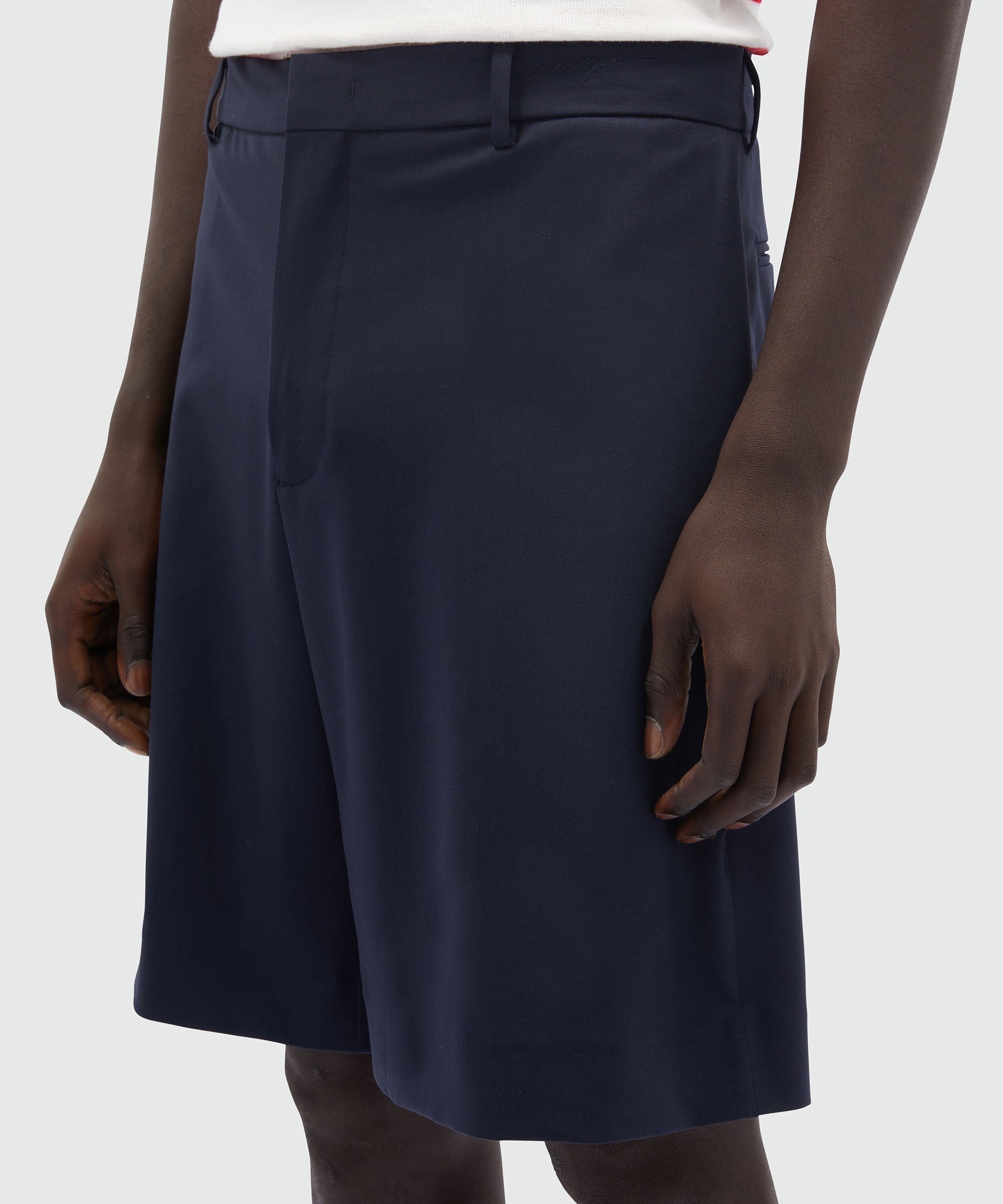 Bermuda shorts in blue fresh wool - 5