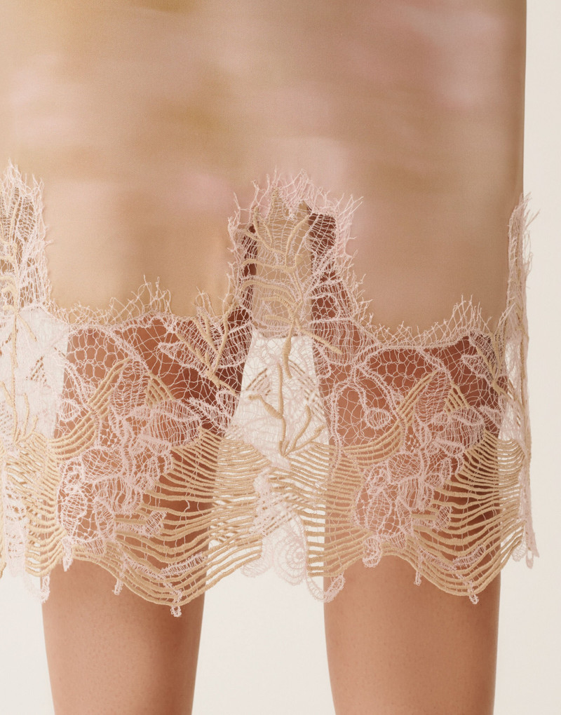 Printed silk twill skirt with lace 5