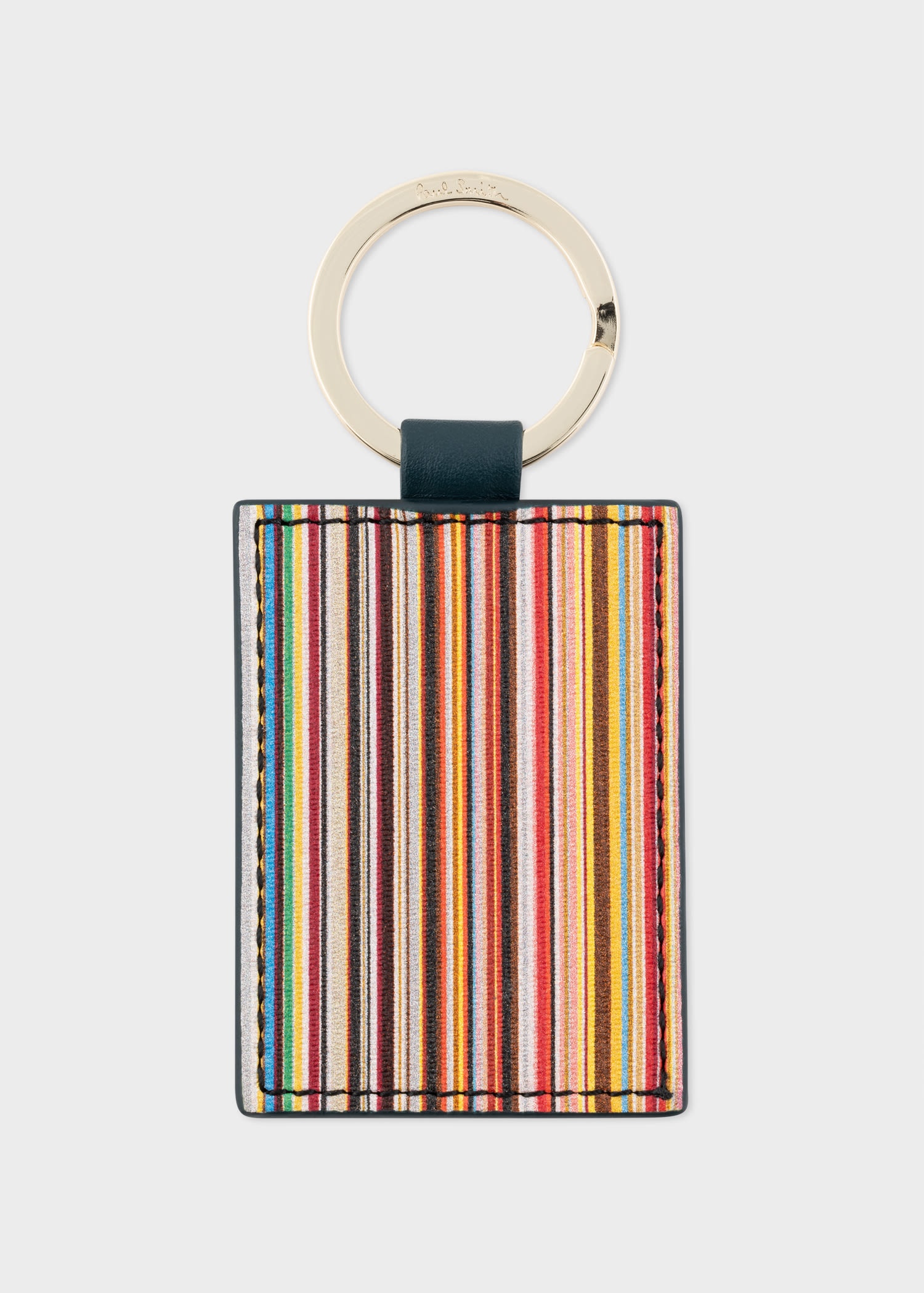 Leather 'Signature Stripe' Keyring - 1