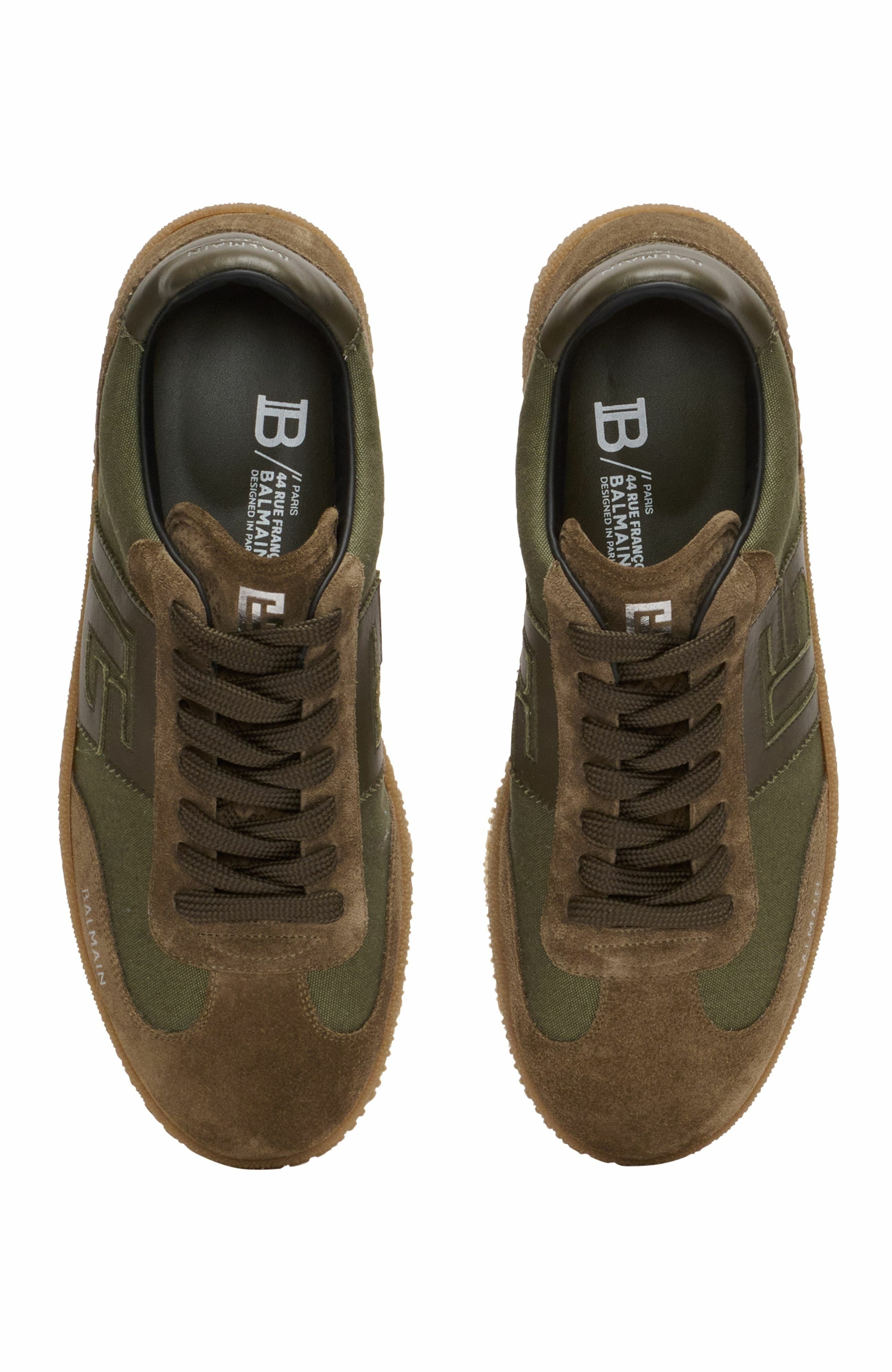 Balmain Swan trainers in leather and canvas in Khaki at Nordstrom - 5