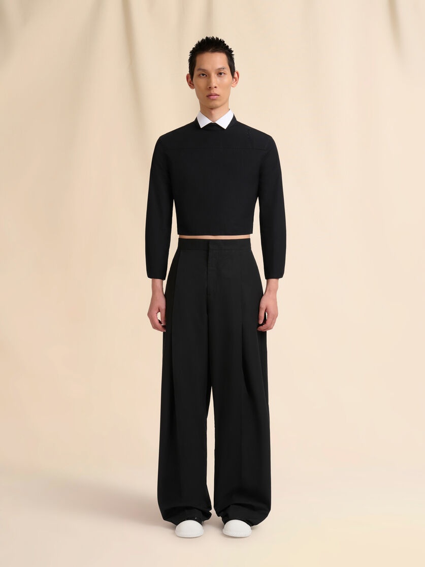 PALE PEACH POPLIN TROUSERS WITH MAXI PLEATS - 2