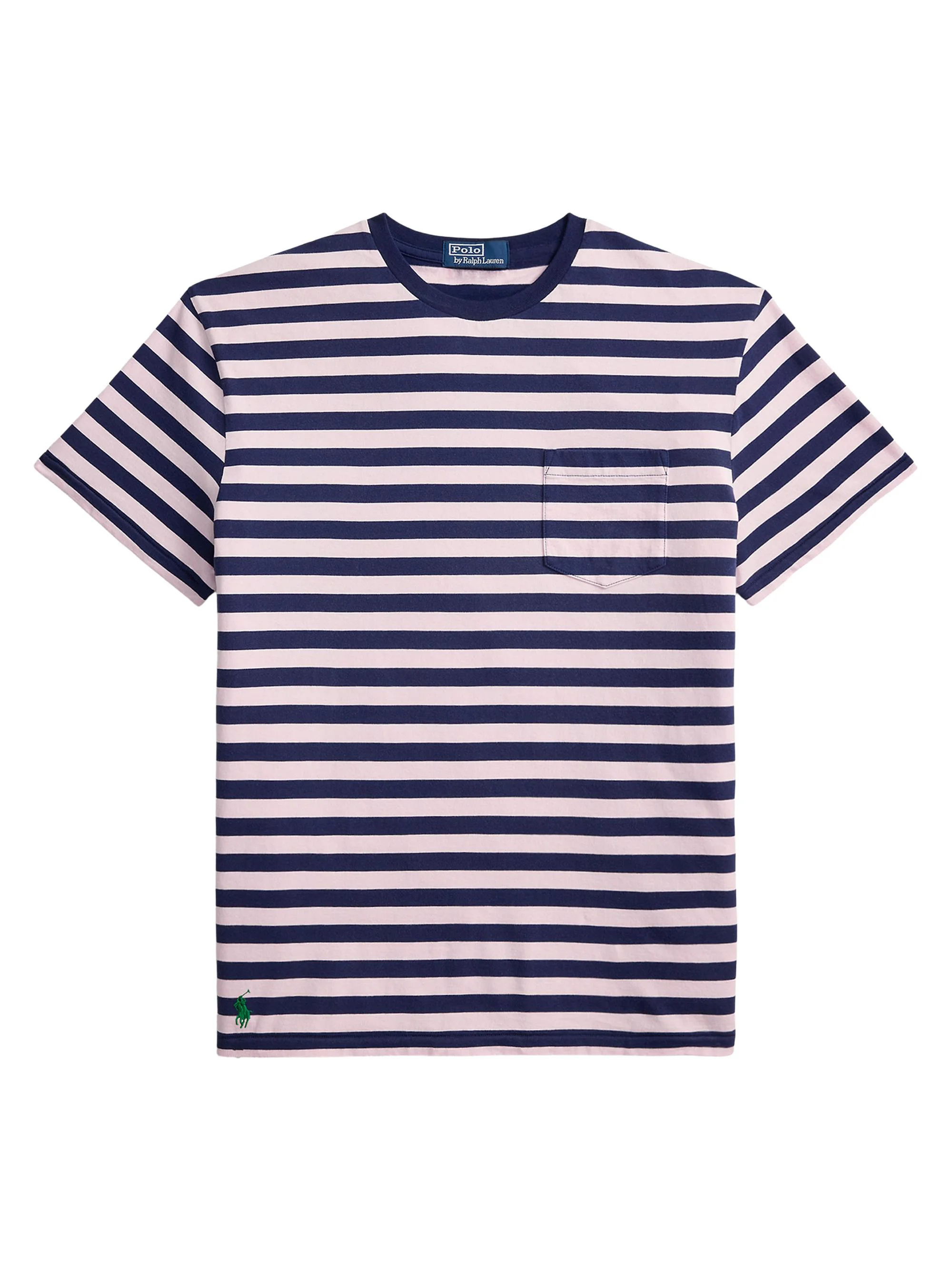 Men's Striped Crewneck T-Shirt - Garden Pink Dark Cobalt - 1