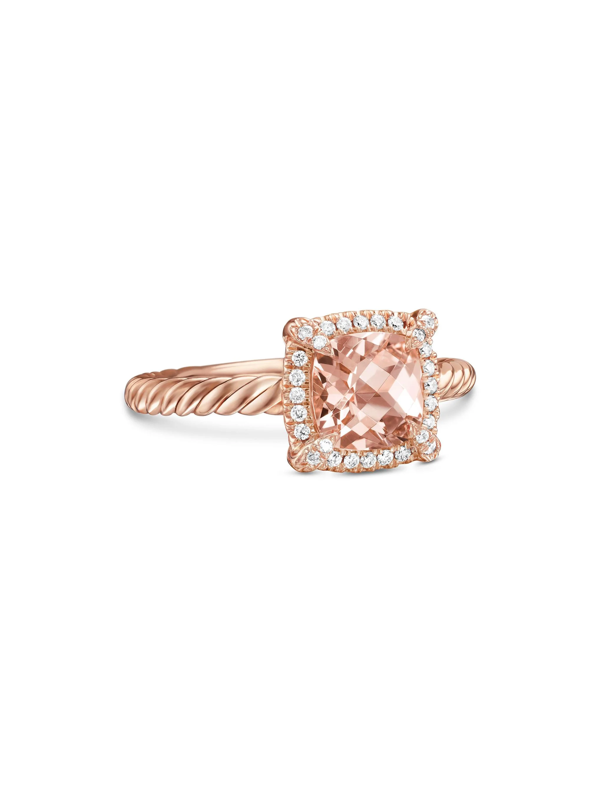 Women's Petite Chatelaine Pavé Bezel Ring in 18K Rose Gold - Morganite - 1