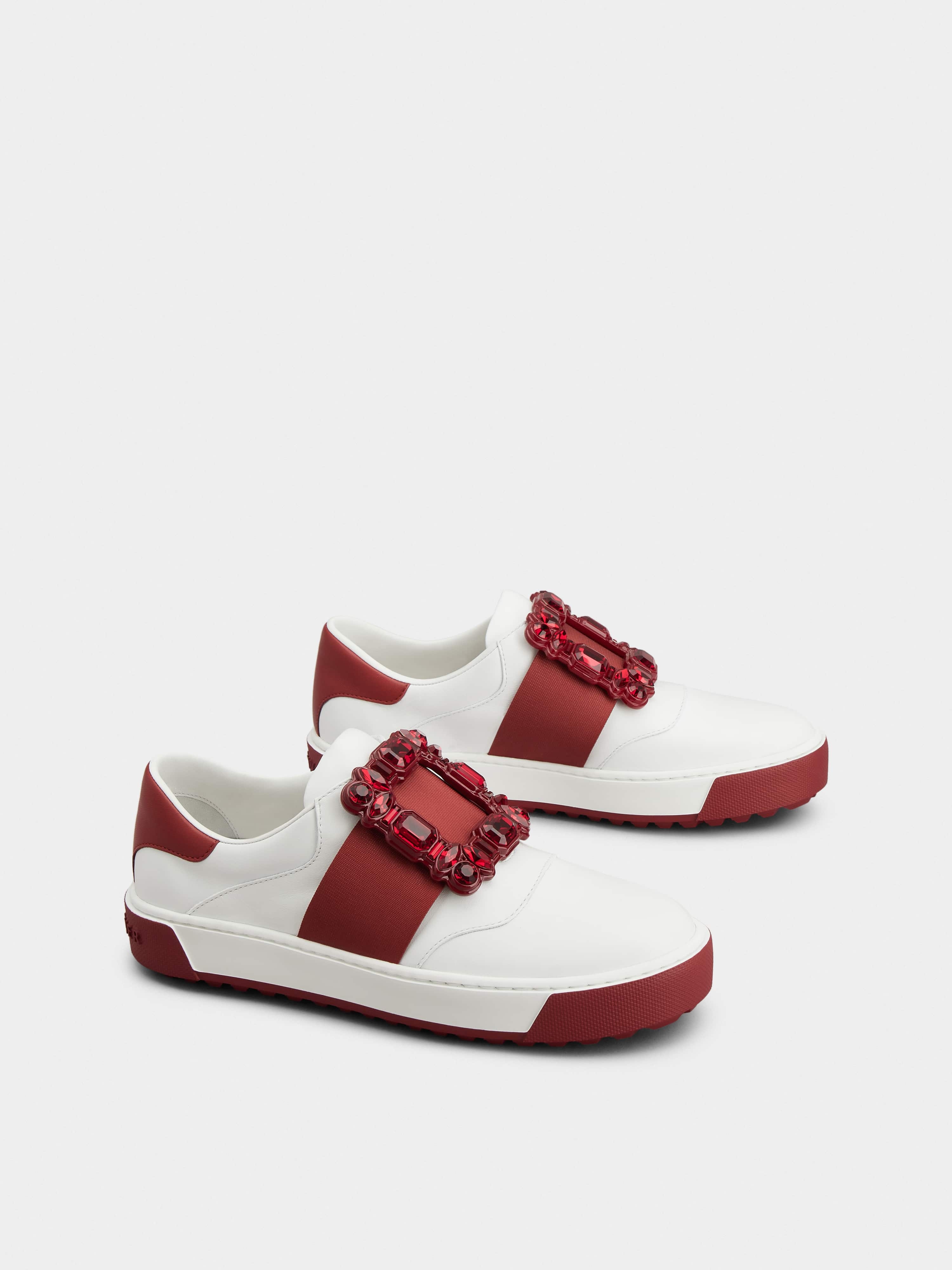 Very Vivier Strass Buckle Sneakers in Leather - 4