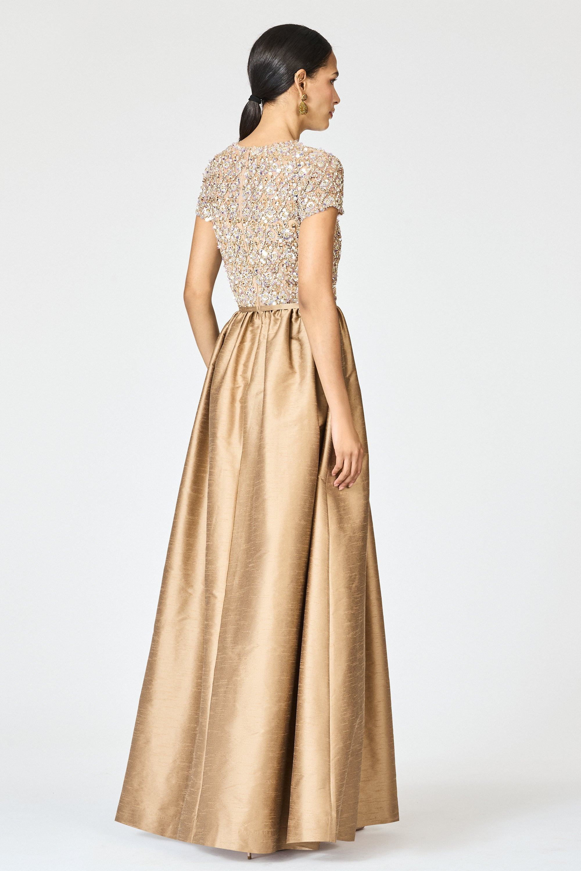 EMBELLISHED LONDA GOWN - CAFE - 5