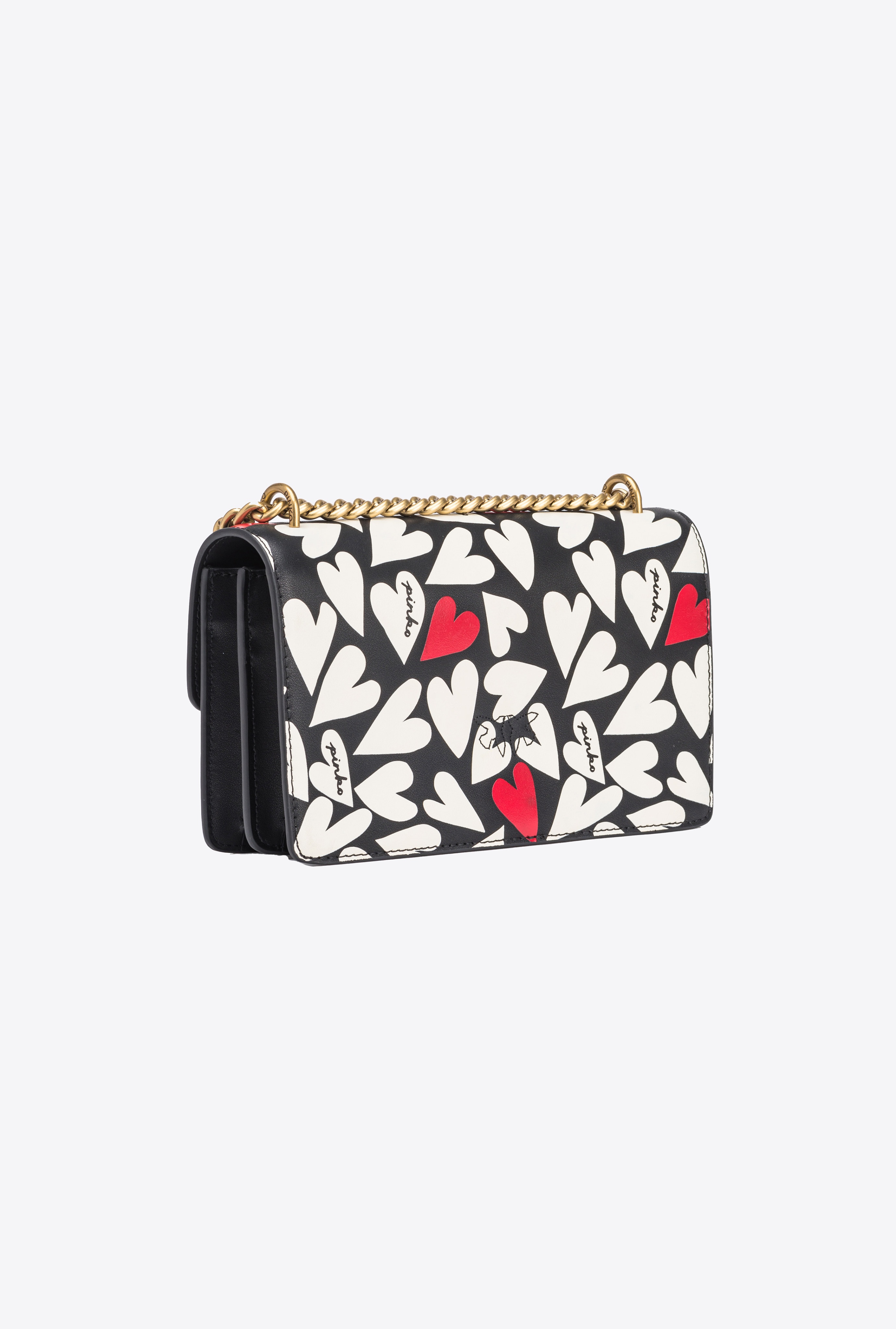 Heart Pinko Phone Bag Shoulder Bag BIG LOVE Pinko Color Black