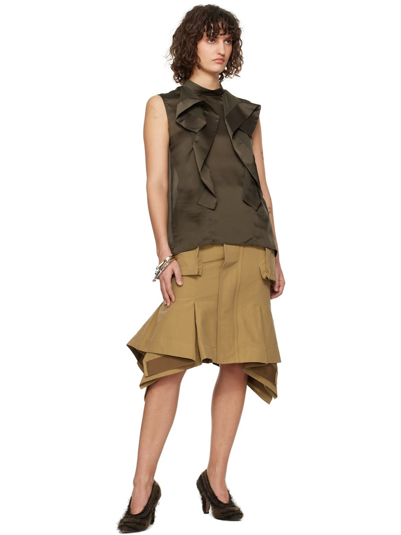 sacai Khaki Satin & Chiffon Blouse outlook