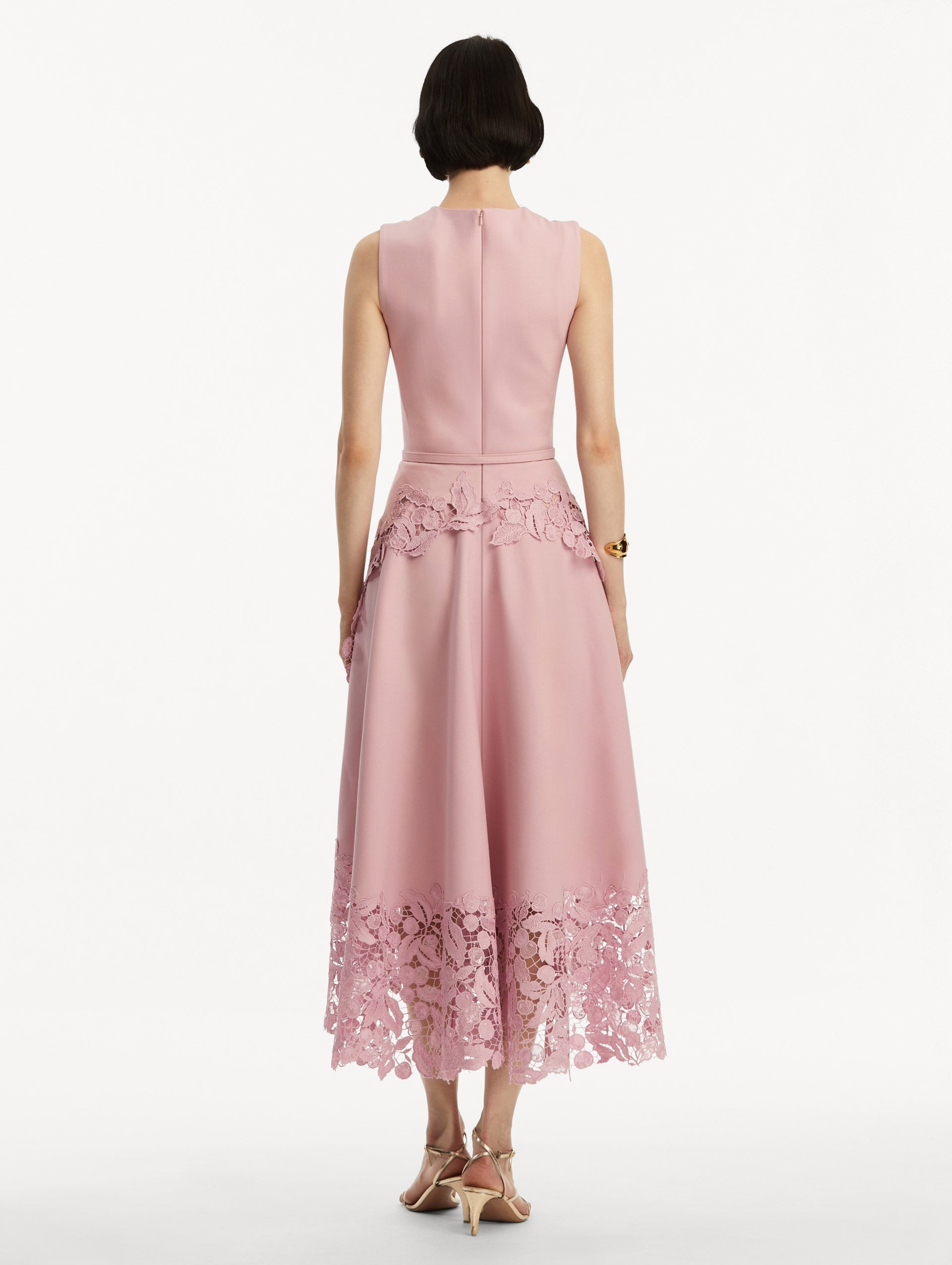 CHERRY GUIPURE LACE MIDI DRESS - 3