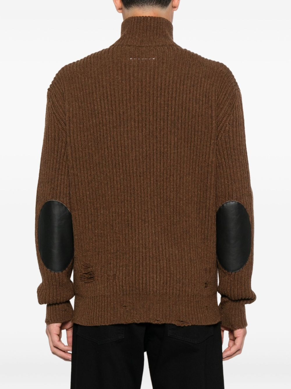 zip-front frayed cardigan - 4