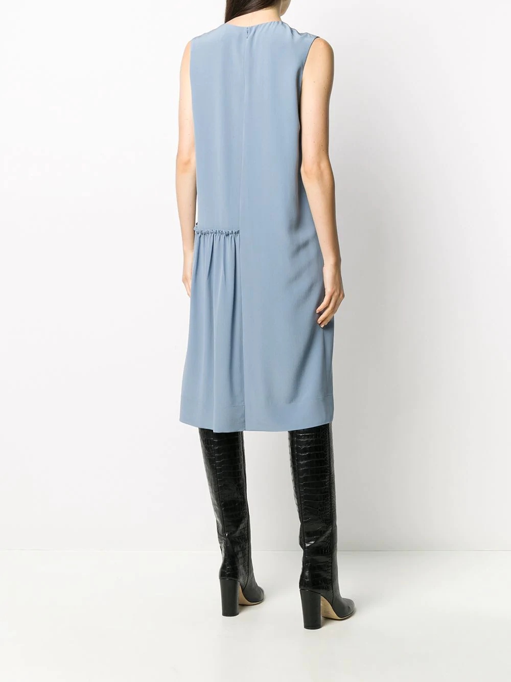 gathered-detail sleeveless dress - 4