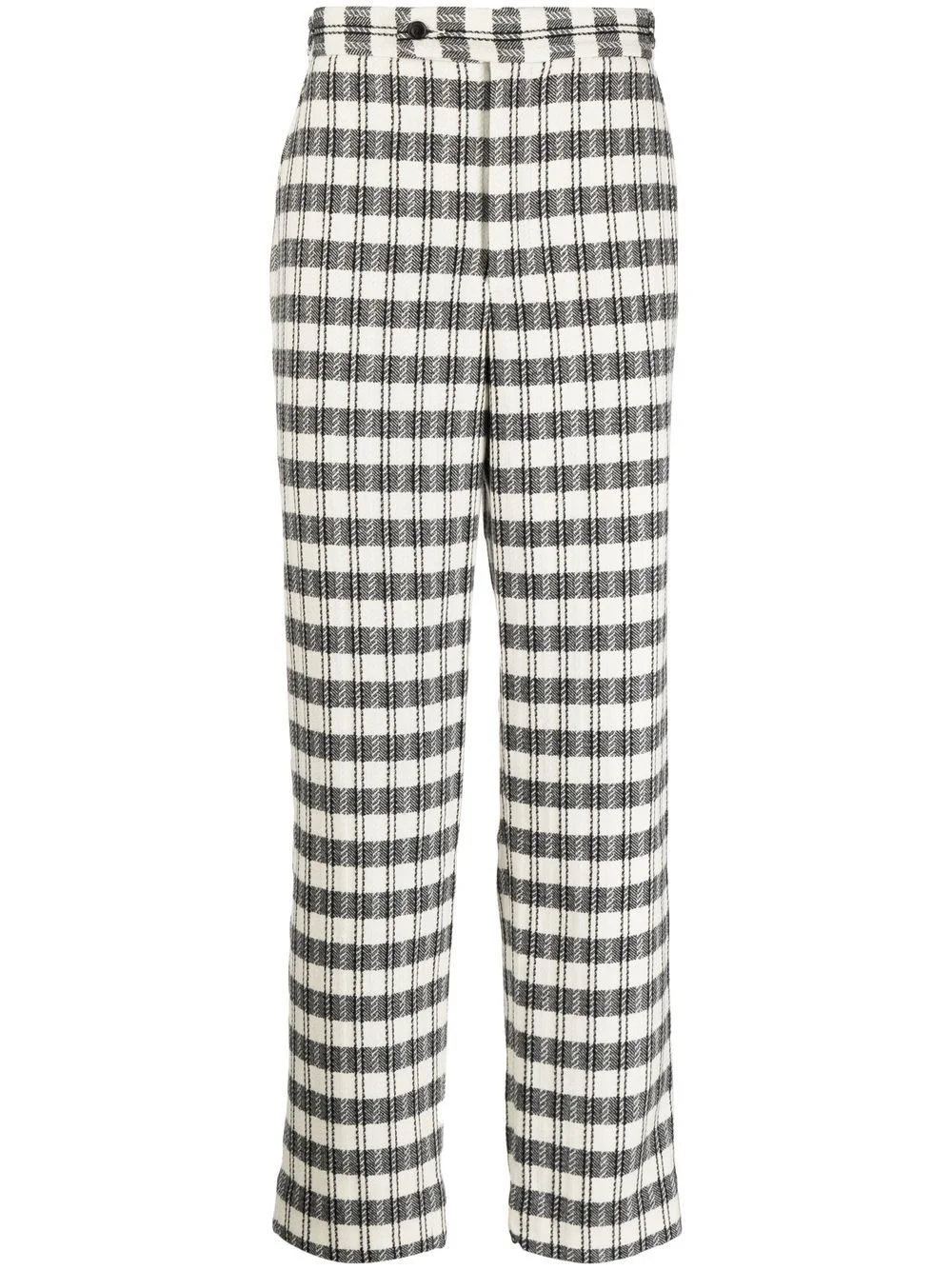 geometric-pattern regular trousers - 1